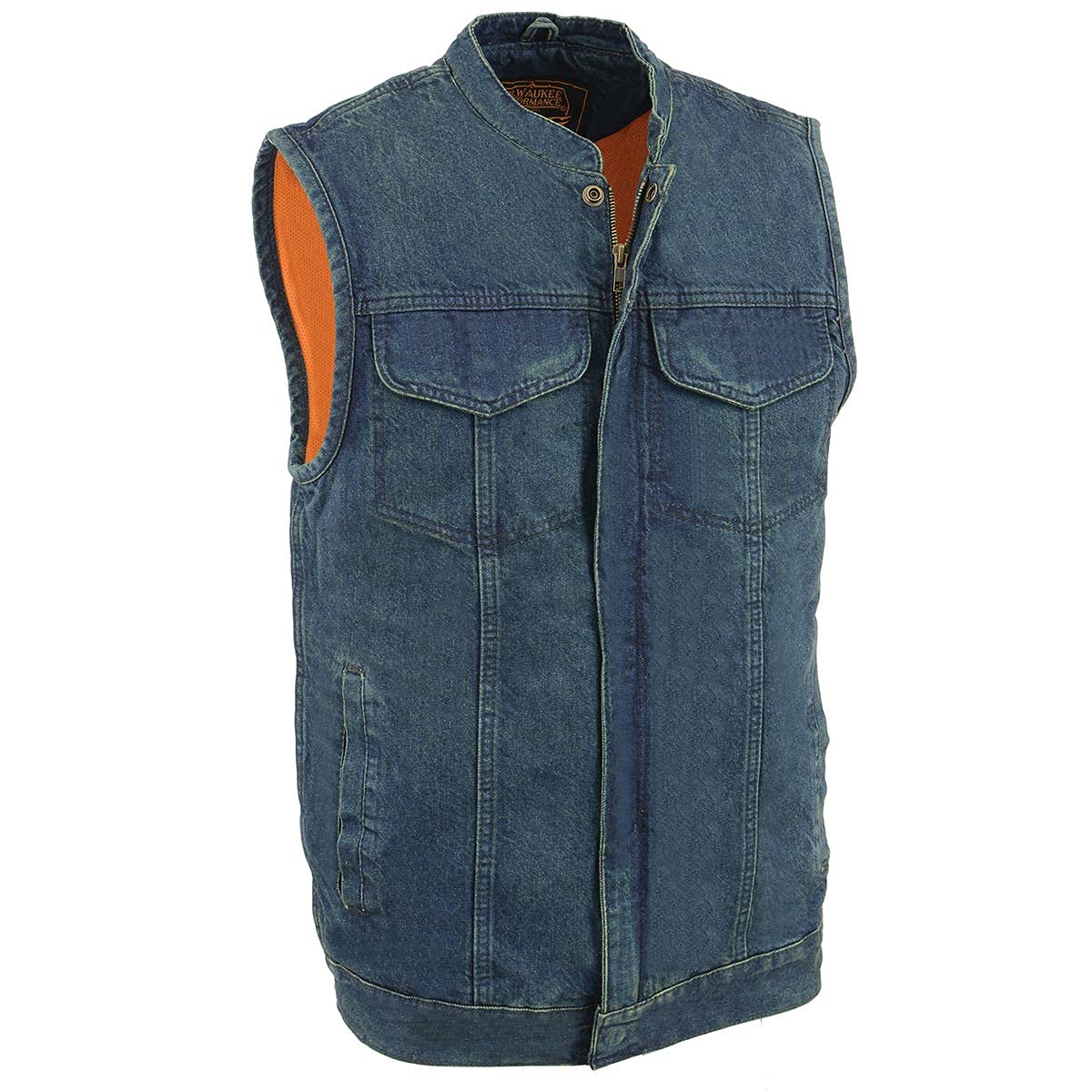 Milwaukee Leather Men's Classic Club Style Premium Denim Motorcycle Biker Vests MDM - 4X-Large