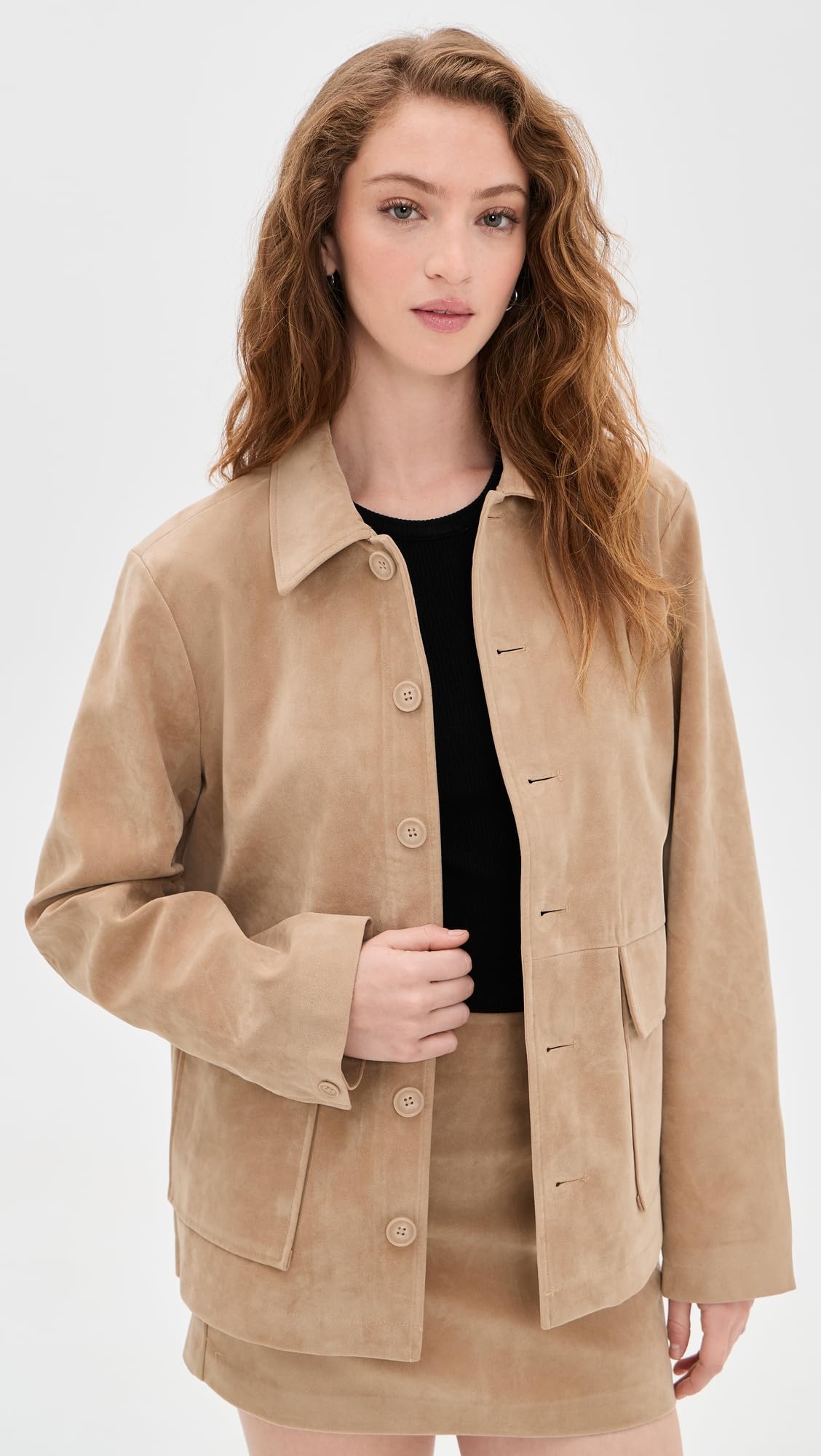 JOE'S JEANS Women's The Vegan Suede Chore Coat, Camel, S