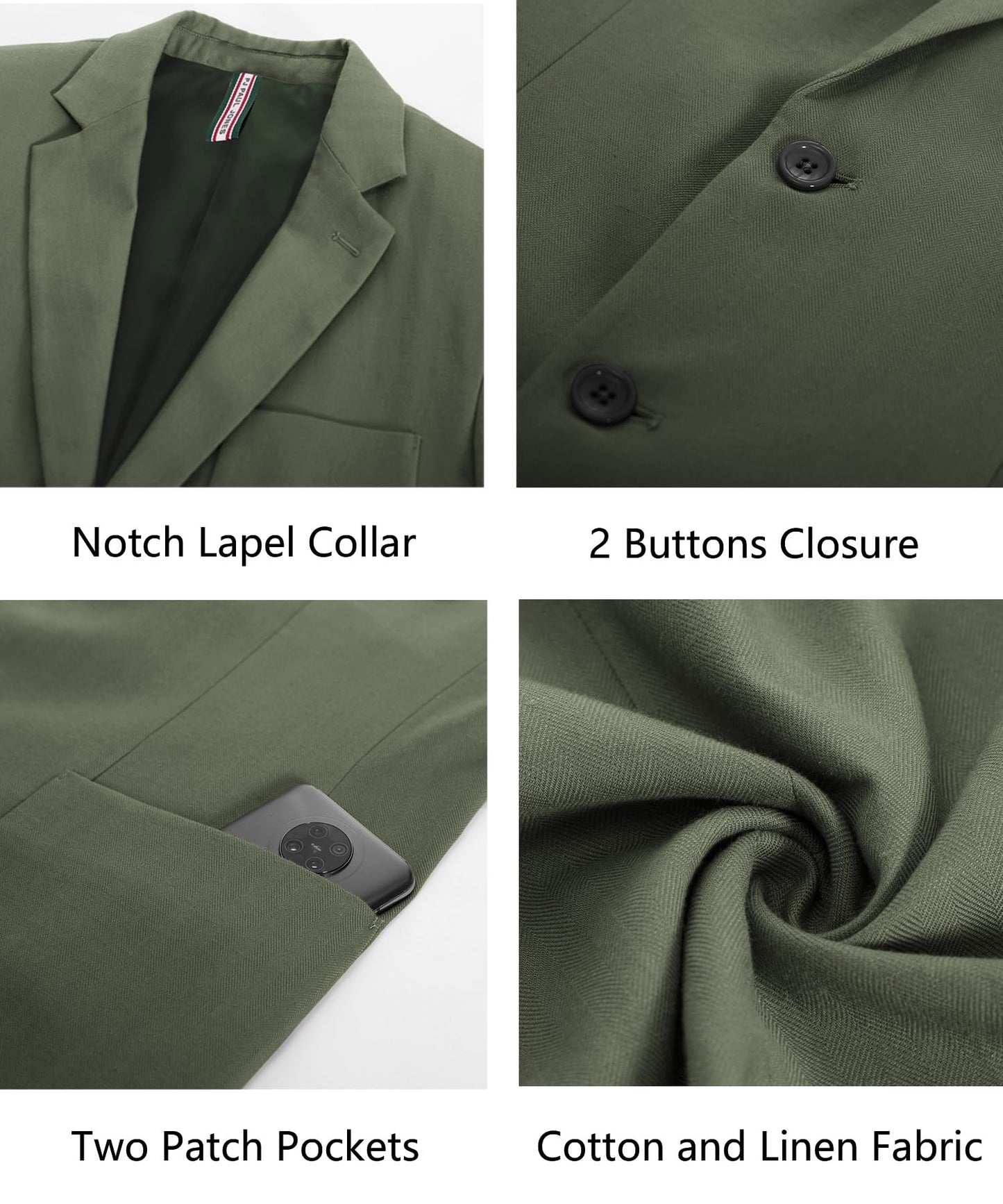 PJ PAUL JONES Men's Casual Sports Coats Cotton Linen Blazer Sport Jacket
