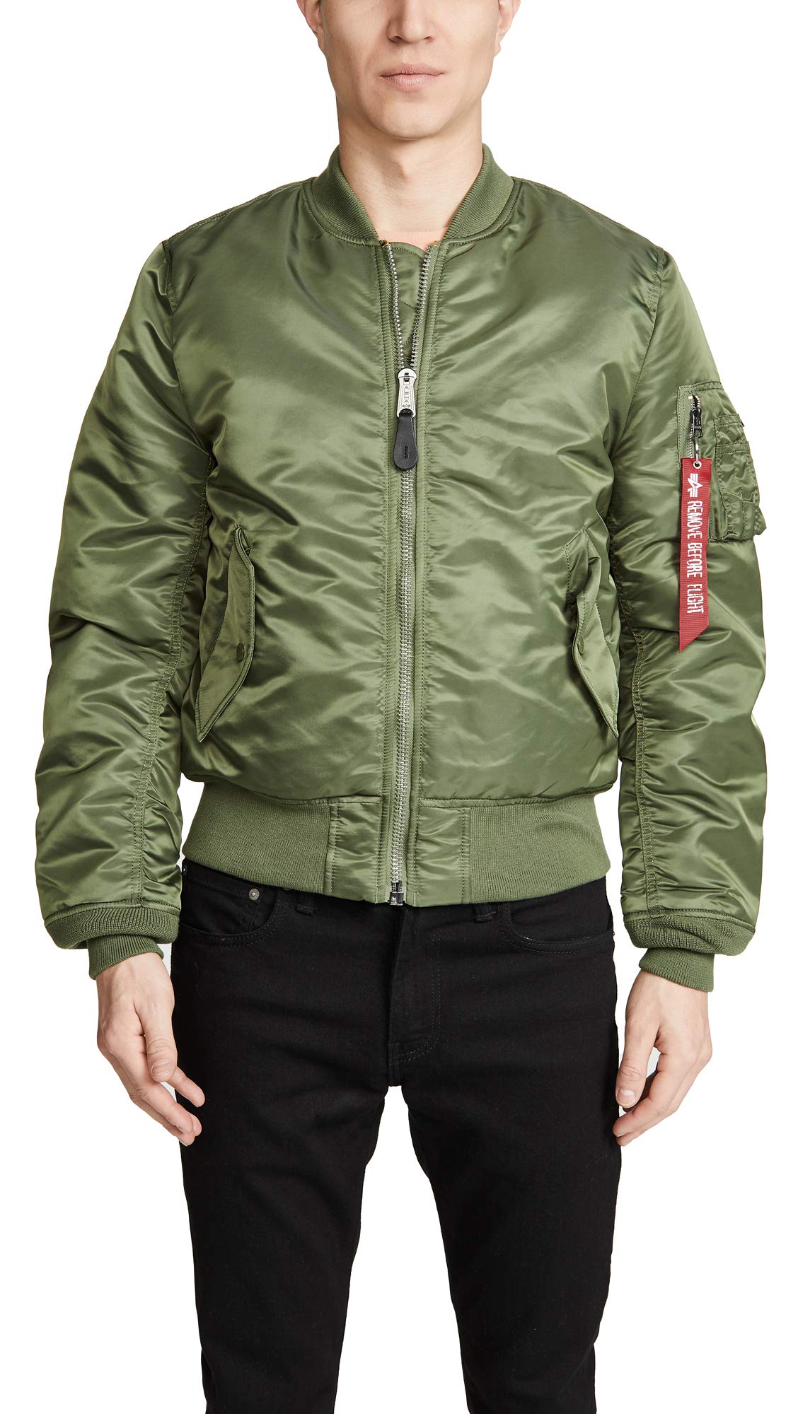 Alpha Industries MA-1 Slim Fit Bomber Flight Jacket - Fighter Pilot Flight Jacket - Sage, S