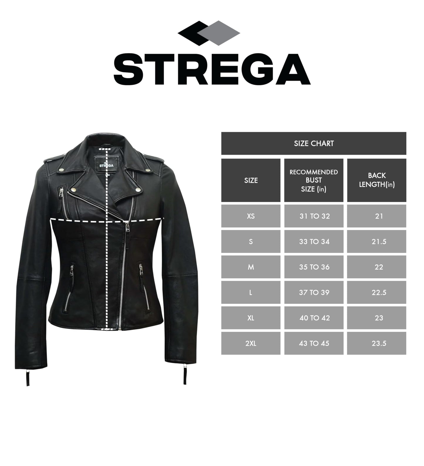 STREGA Women's Lambskin Leather Motorcycle Jacket - Real Leather Biker Jacket Women with Leather Pullers for Timeless Everyday Style | Black – Large