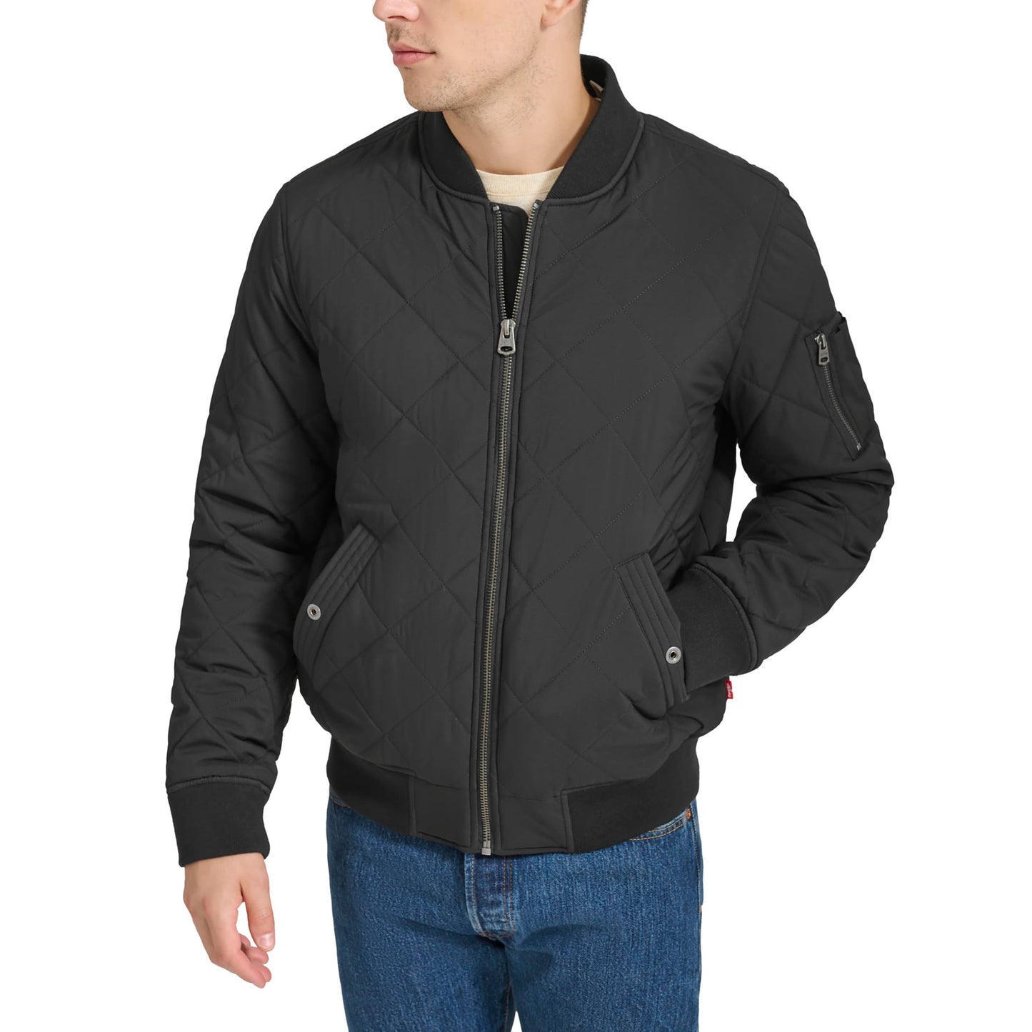 Levi's Men's Diamond Quilted Bomber Jacket, Black, Large Tall