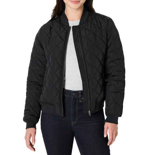 Amazon Essentials Women's Regular-Fit Quilted Jacket, Black, Small