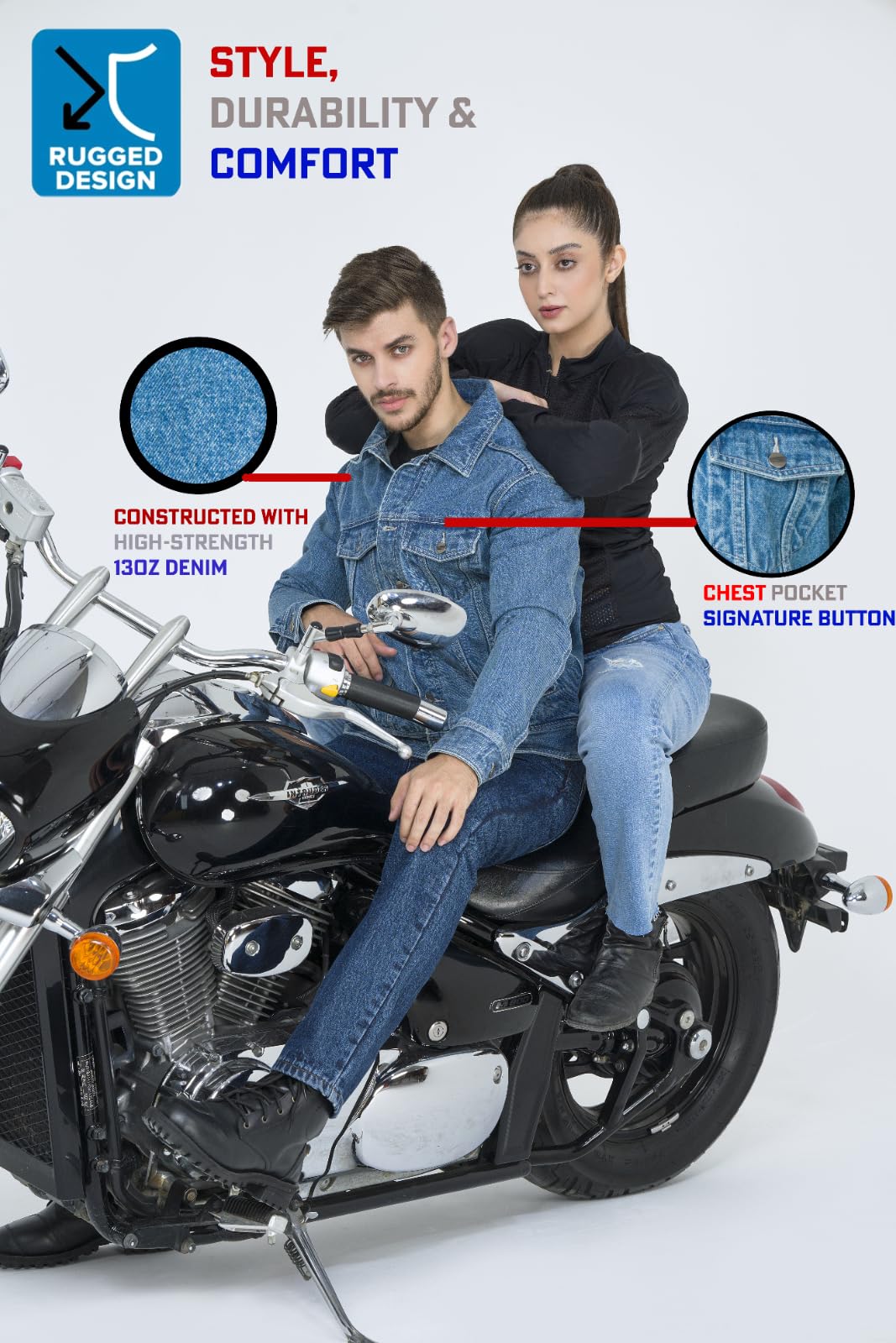 WICKED STOCK motorcycle jacket men 13 OZ denim Jacket Button closure jeans jacket Casual Rugged Wear trucker jacket men with multiple sizes.