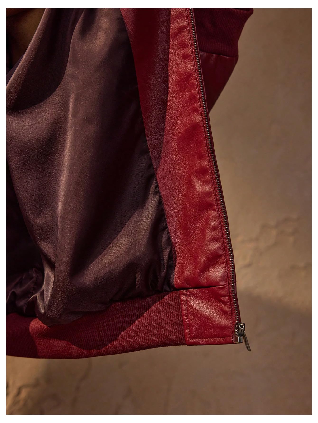 BEAUDRM Men's Vintange PU Leather Jackets Retro Zip Up Collared Motorcycle Outwear Streetwear Fight Club Leather Jacket Red Small