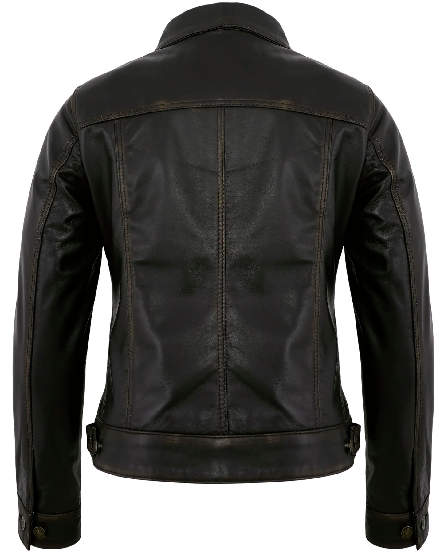 UrbanFocal Biker Style Womens Leather Jacket - Real Lamskin Brown Leather Motorcycle Jacket Women | [101013206] F.Trucker Ruboff, 2XL