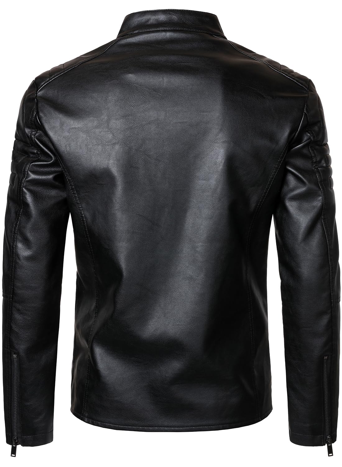 HOOD CREW Men’s Faux Leather Motorcycle Jackets Stand-up Collar Leather Jacket Vintage Coats Outwear Black XL