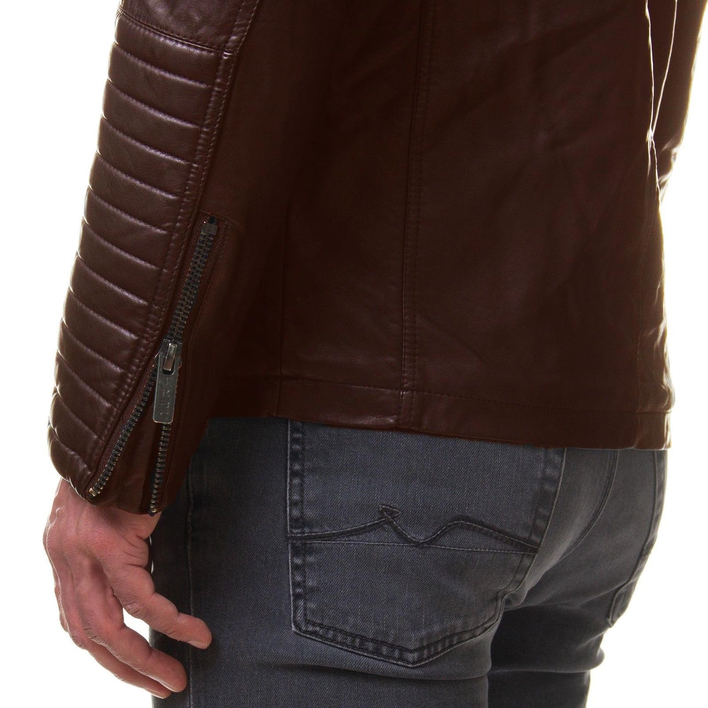DECIMAL Men's Black REAL Lambskin Leather Biker Jacket VINTAGE GENUINE MOTORCYCLE JACKETS FOR MEN (US, Alpha, XX-Large, Regular, Regular, B59 BROWN)