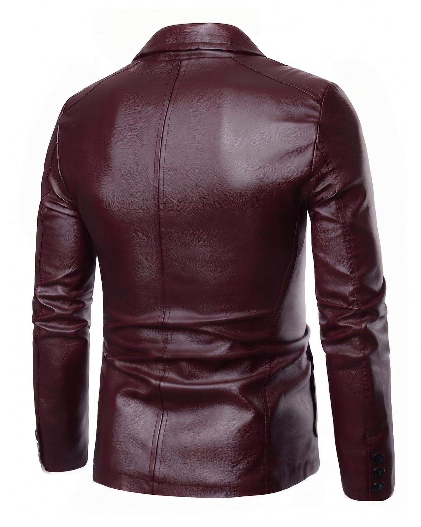 Arkgene Red Leather Jackets Men Faux Leather Blazer Button Closure Blazer L