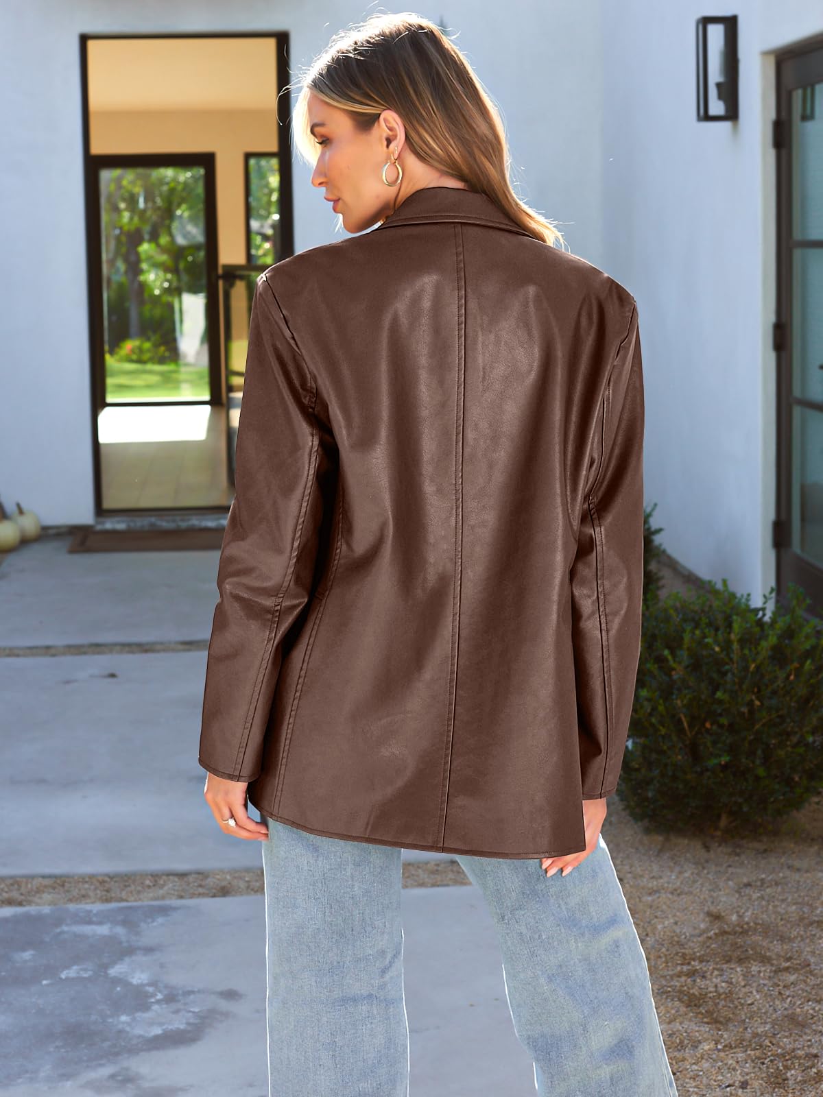AUTOMET Womens Leather Jackets Faux Coats Bomber Outfit Fall 2026 Brown L