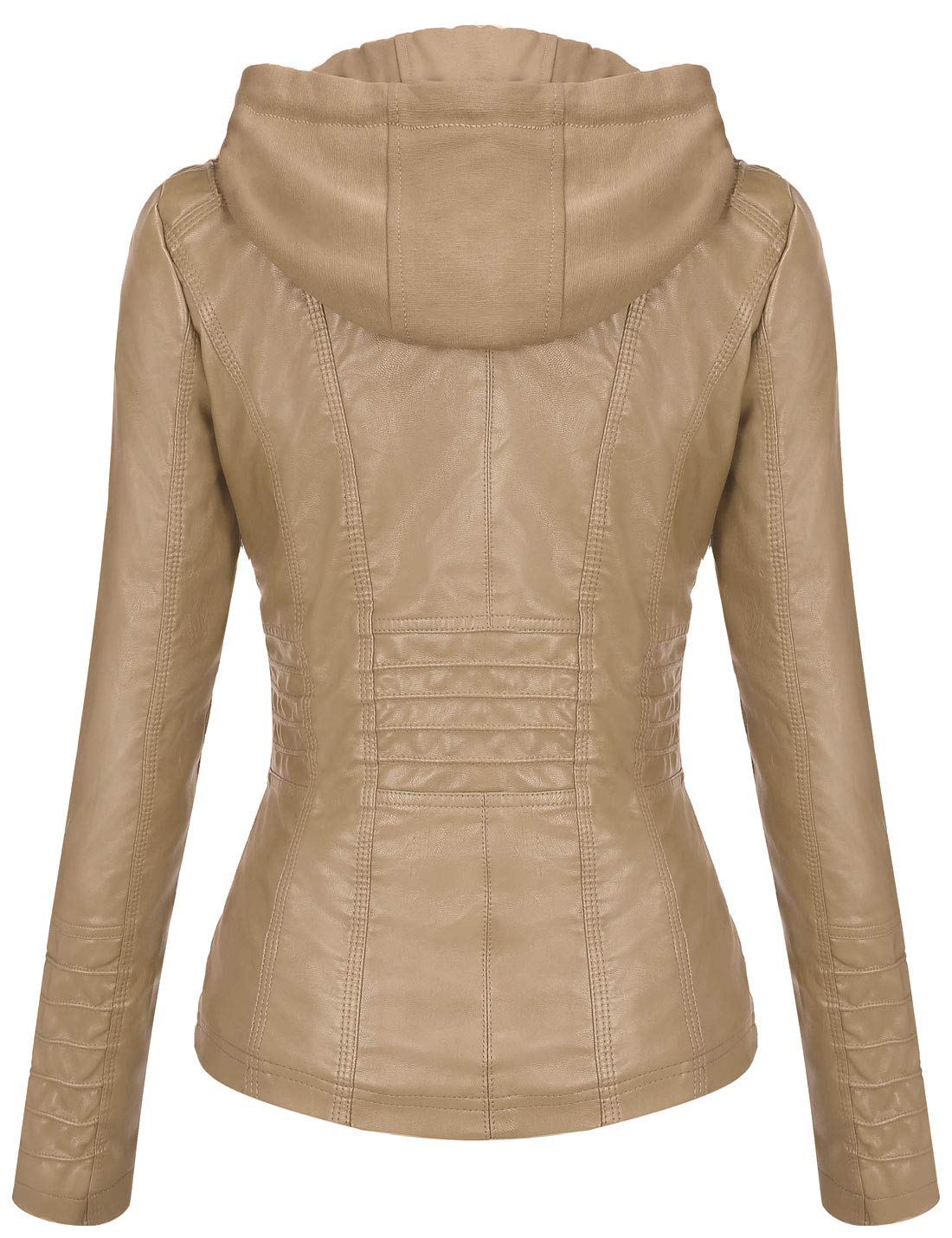 Tanming Womens Faux Leather Jacket Hooded Moto Biker Coat Outerwear Fall Fashion Outfits Winter Clothes
