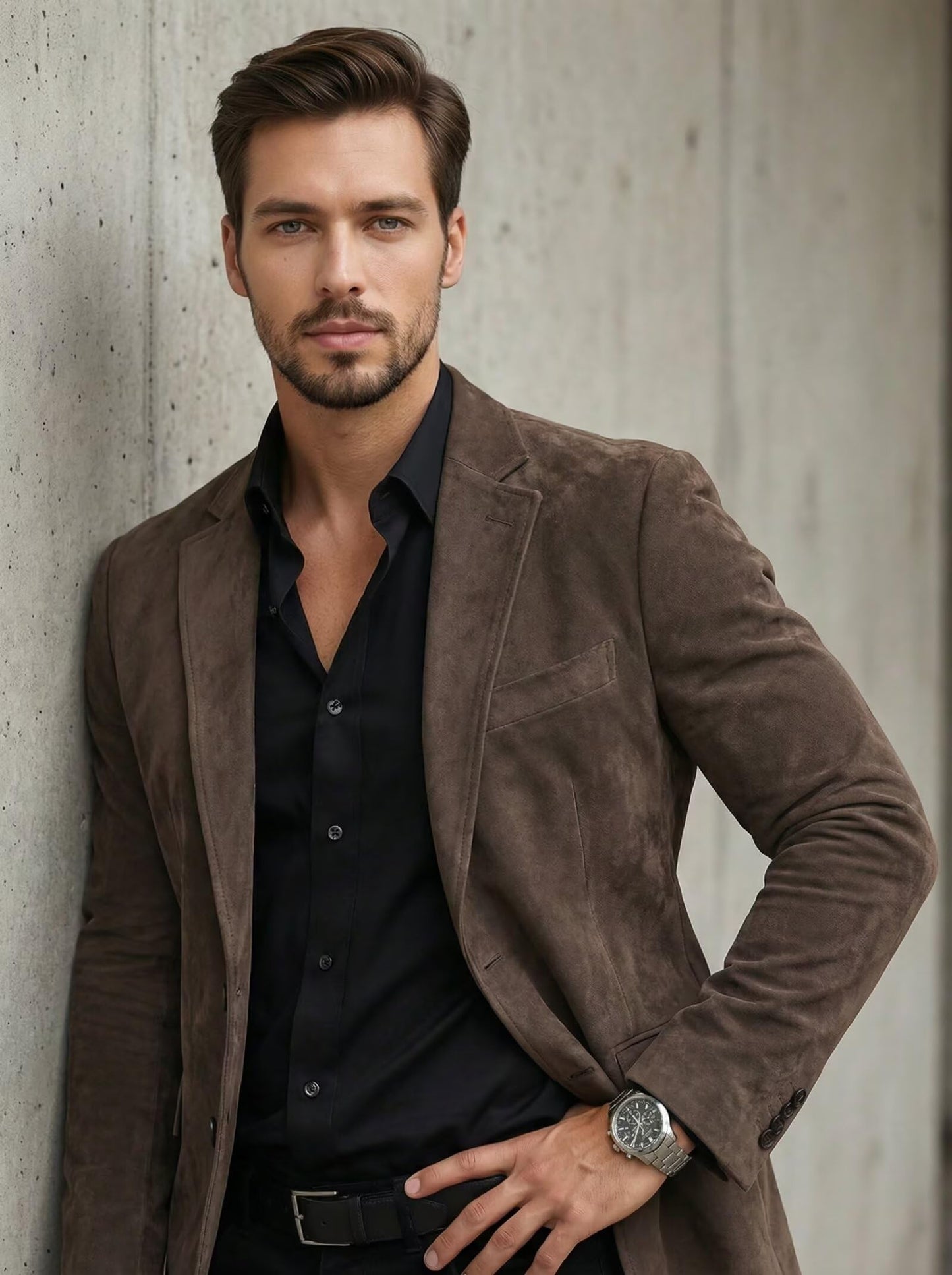 Suede Blazer for Men Grape Retro Mens Blazer Suede Suit Jacket for Mens Jacket Men Casual Blazers Faux Leather Business Wedding Prom XXL