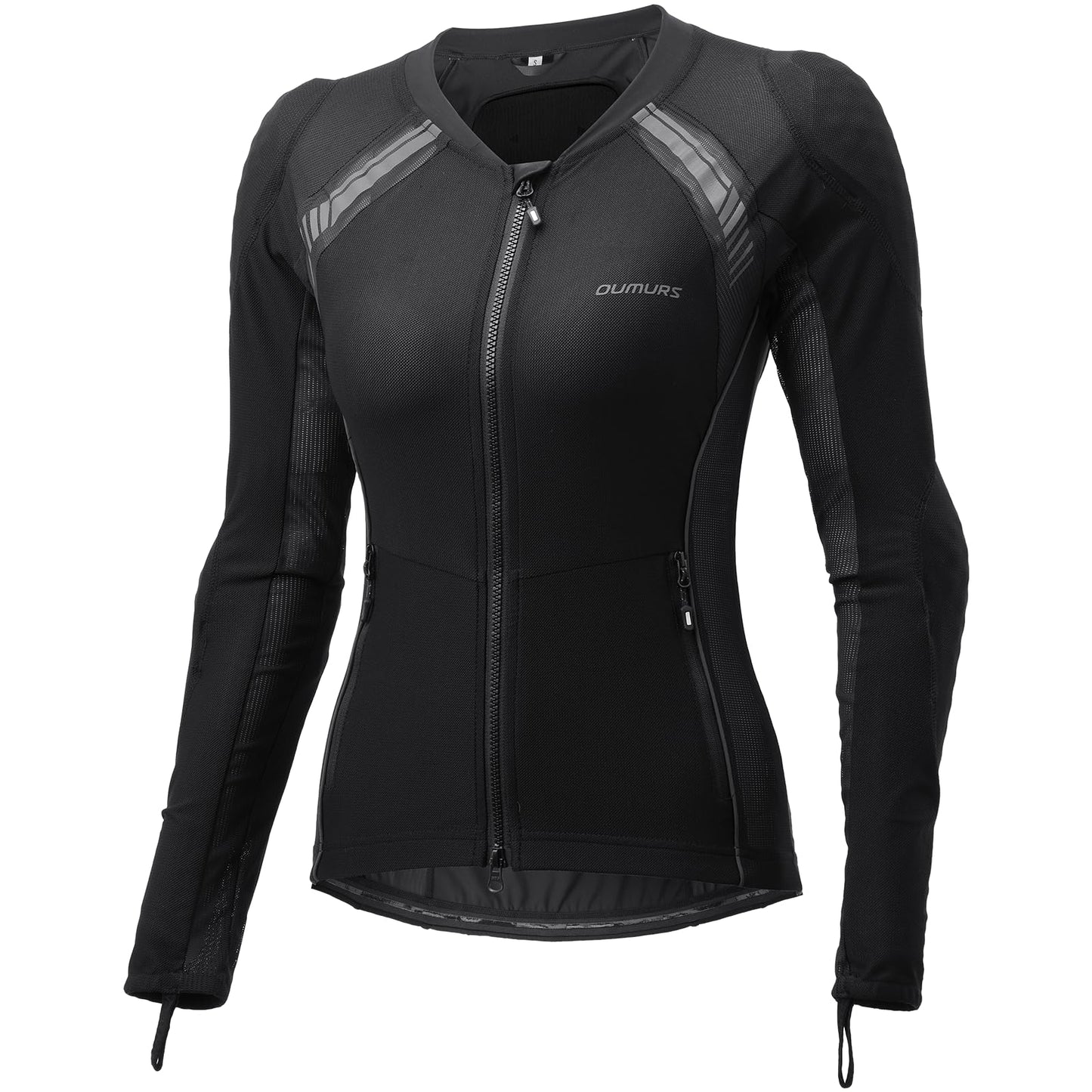 Oumurs Motorcycle Jacket Women Armored Motorcycle Shirt with CE Certified Protective Mesh Jacket with Reflective Strips, All Season Motorcycle Riding Shirt for Motorcycle Bicycle Scooter Riding Gear