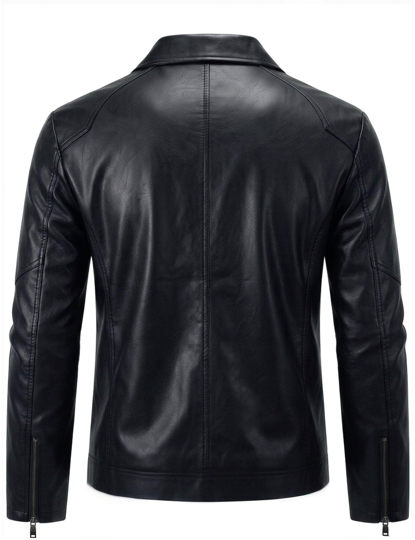 Zbrandy Mens Leather Jacket Faux Leather Motorcycle Jackets Turn Down Collar Biker Coat Outwear Black M