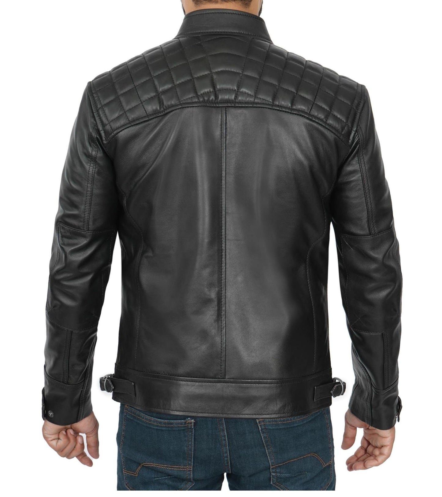 Decrum Leather Biker Jacket - Mens Leather Jackets | [1100094] Diamond 1 Black, L