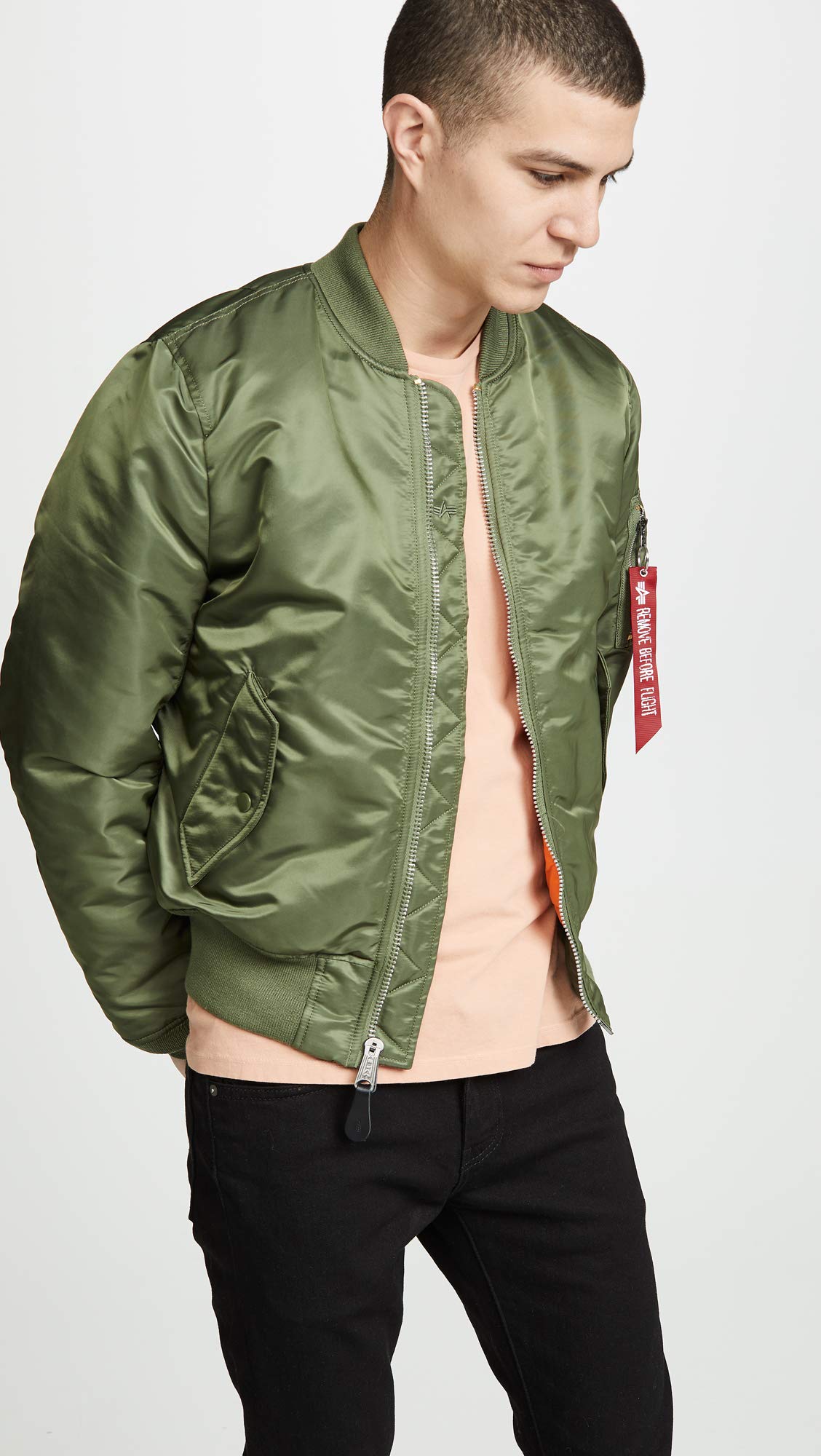 Alpha Industries MA-1 Slim Fit Bomber Flight Jacket - Fighter Pilot Flight Jacket - Sage, S