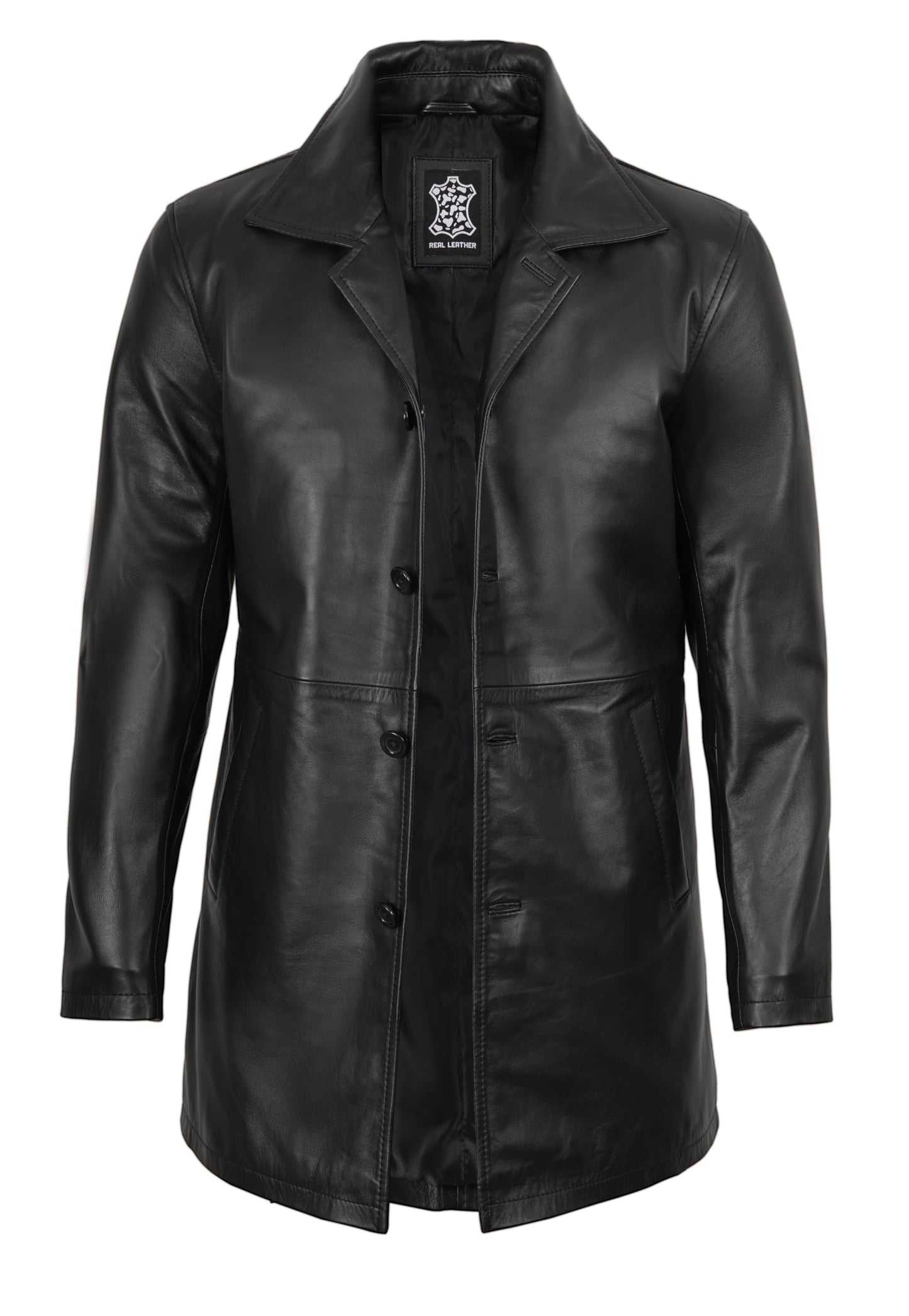 fjackets 3/4 Genuine Leather Jacket Men - black leather jacket for men | [1500042] Suprnatural Black, S