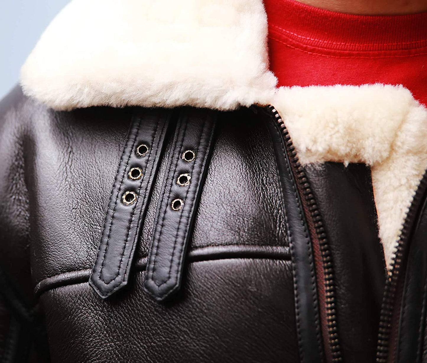 MARCO ENZOLANI B3 Bomber Jacket Aviator Real Shearling B3 Bomber Jacket Winter (Brown, s)