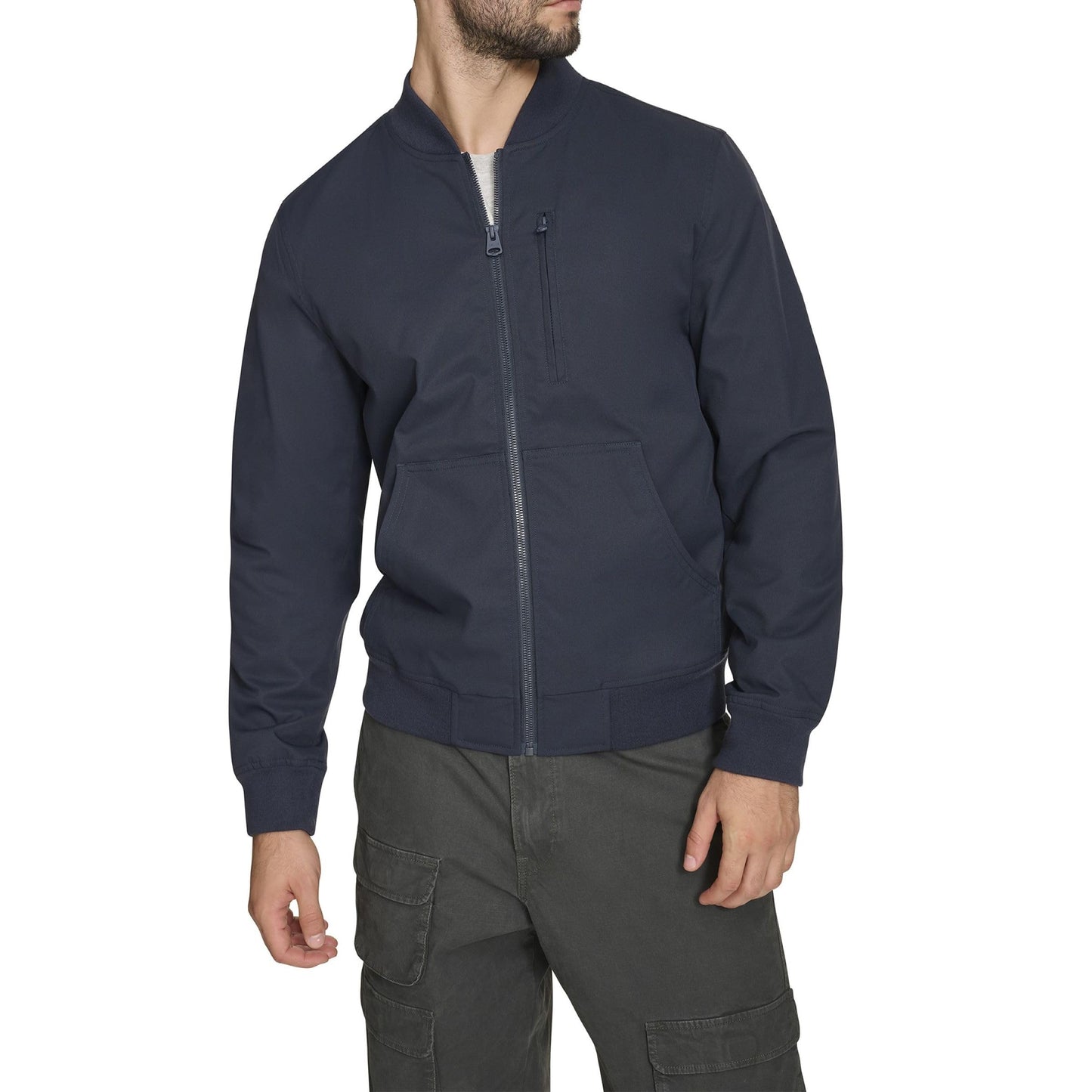 Levi's Men's Rib Knit Bomber With Chest Zip Pocket, Navy, Large