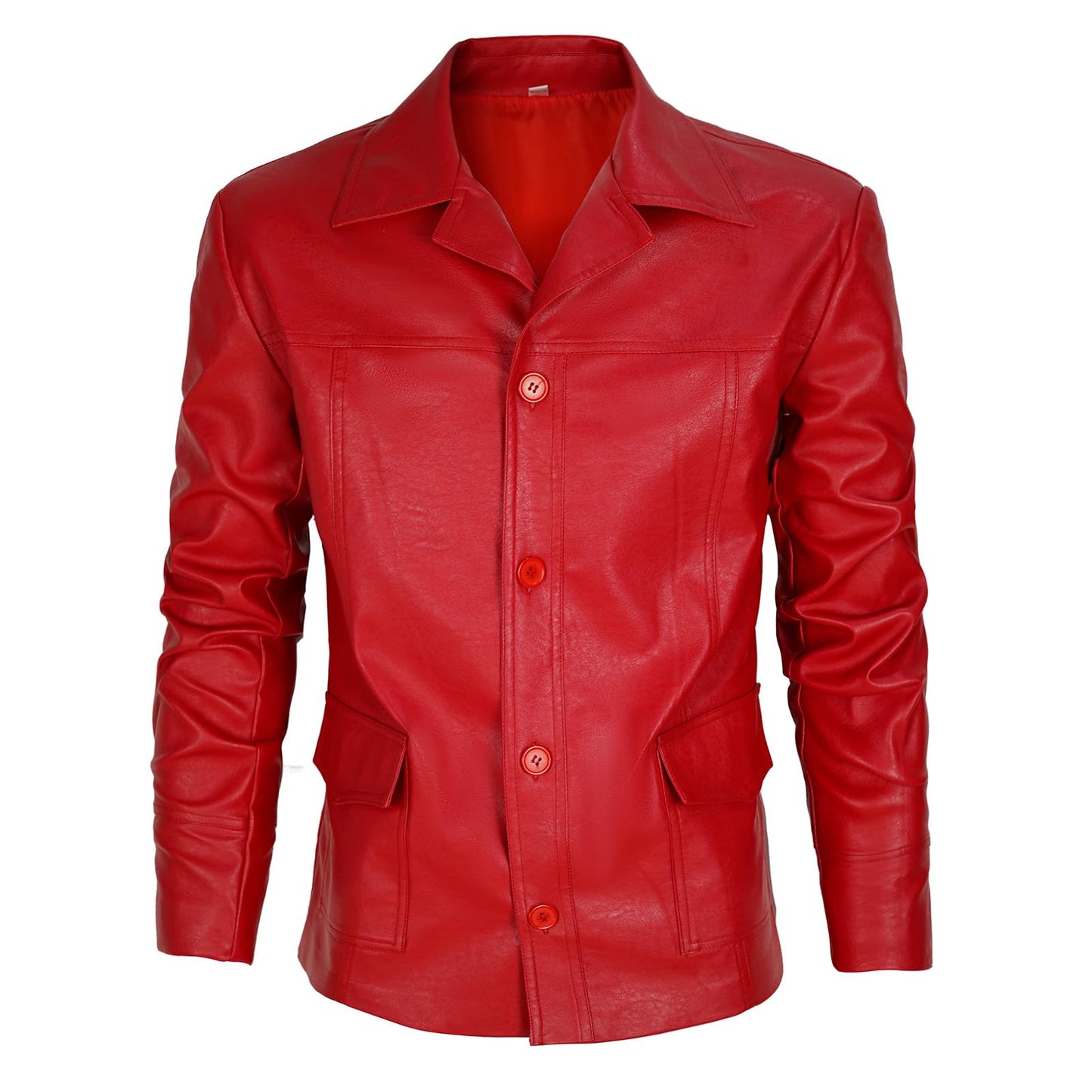 Xpsivponi Men's Fashion Red Leather Jacket Classic Club Jacket(Z2756,S)