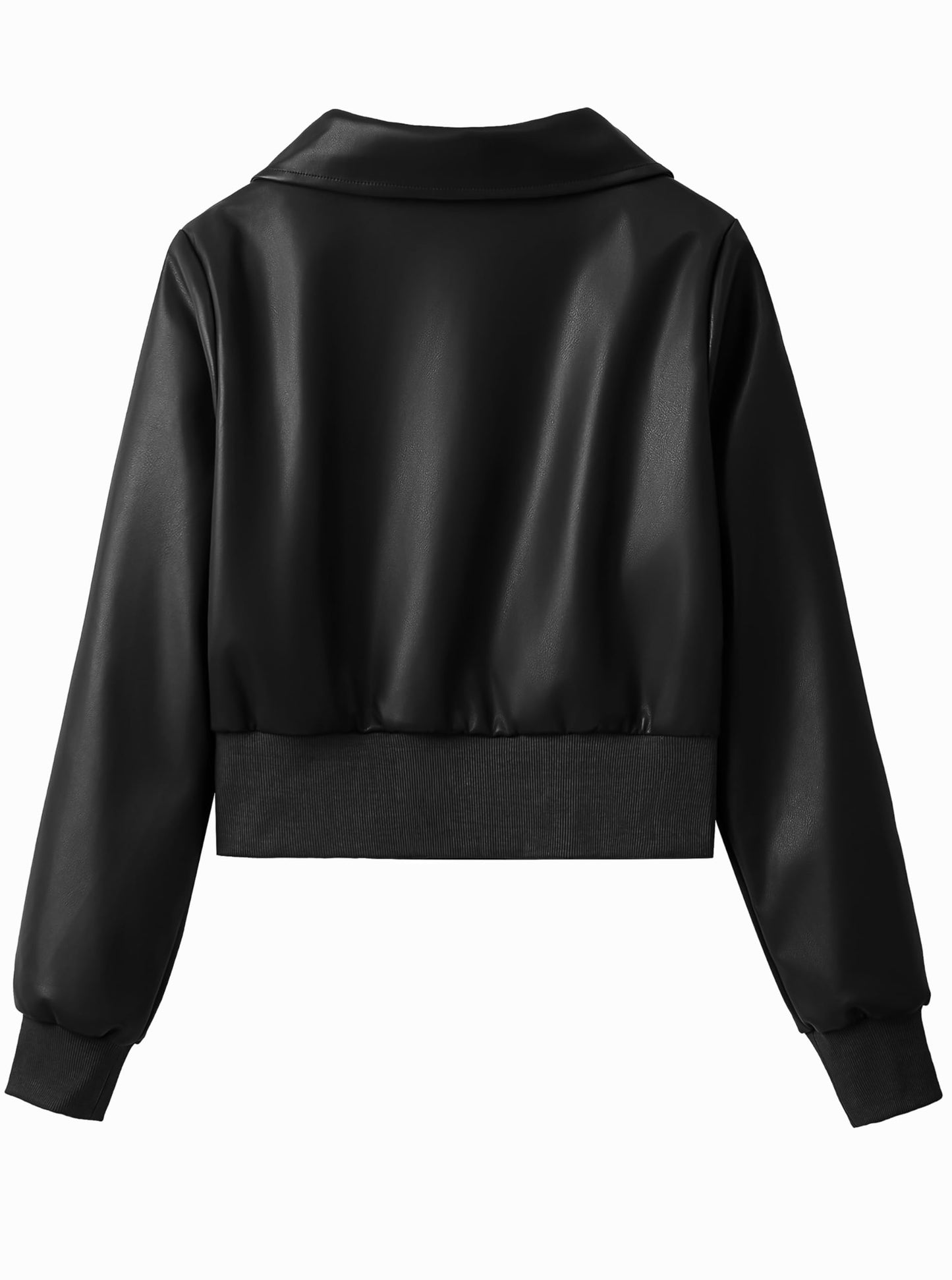 Eliacher Cropped Pu Leather Bomber Jacket (US 4-6)