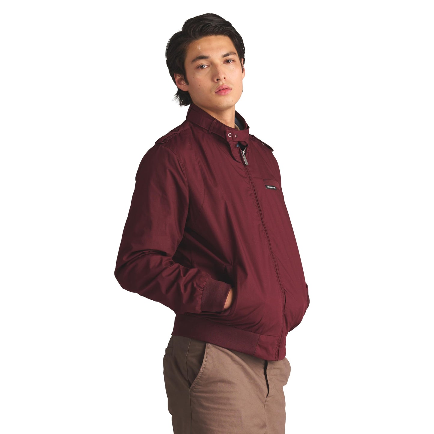 Members Only Men's Iconic Racer Quilted Lining & Slim Fit Jacket (Burgundy, Small)