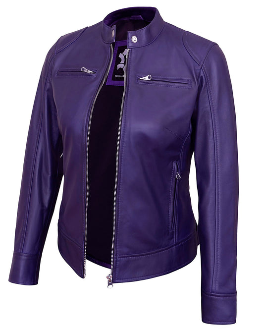 UrbanFocal Purple Leather Jacket Women Outerwear | [101008002] Prpl Ddge, S
