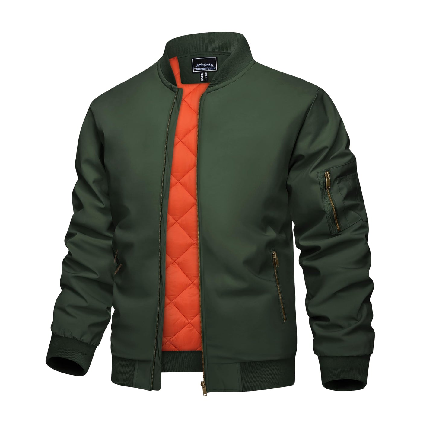 KEFITEVD Men's Bomber Jackets Windbreaker Warm Full Zip Coats Army Green XL