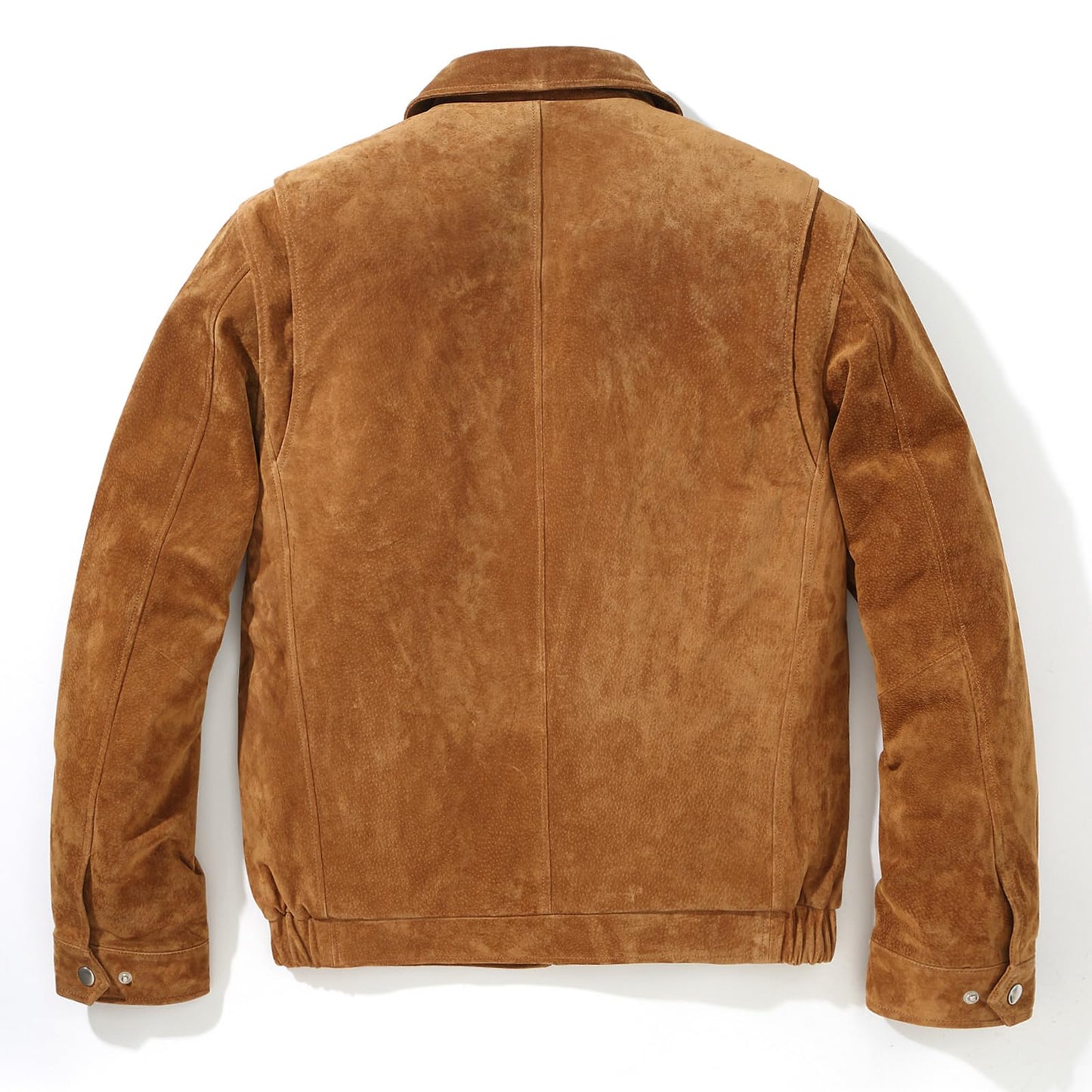 FLAVOR Men's Suede Leather Bomber Jacket Casual Coat for Men (Medium, Brown)