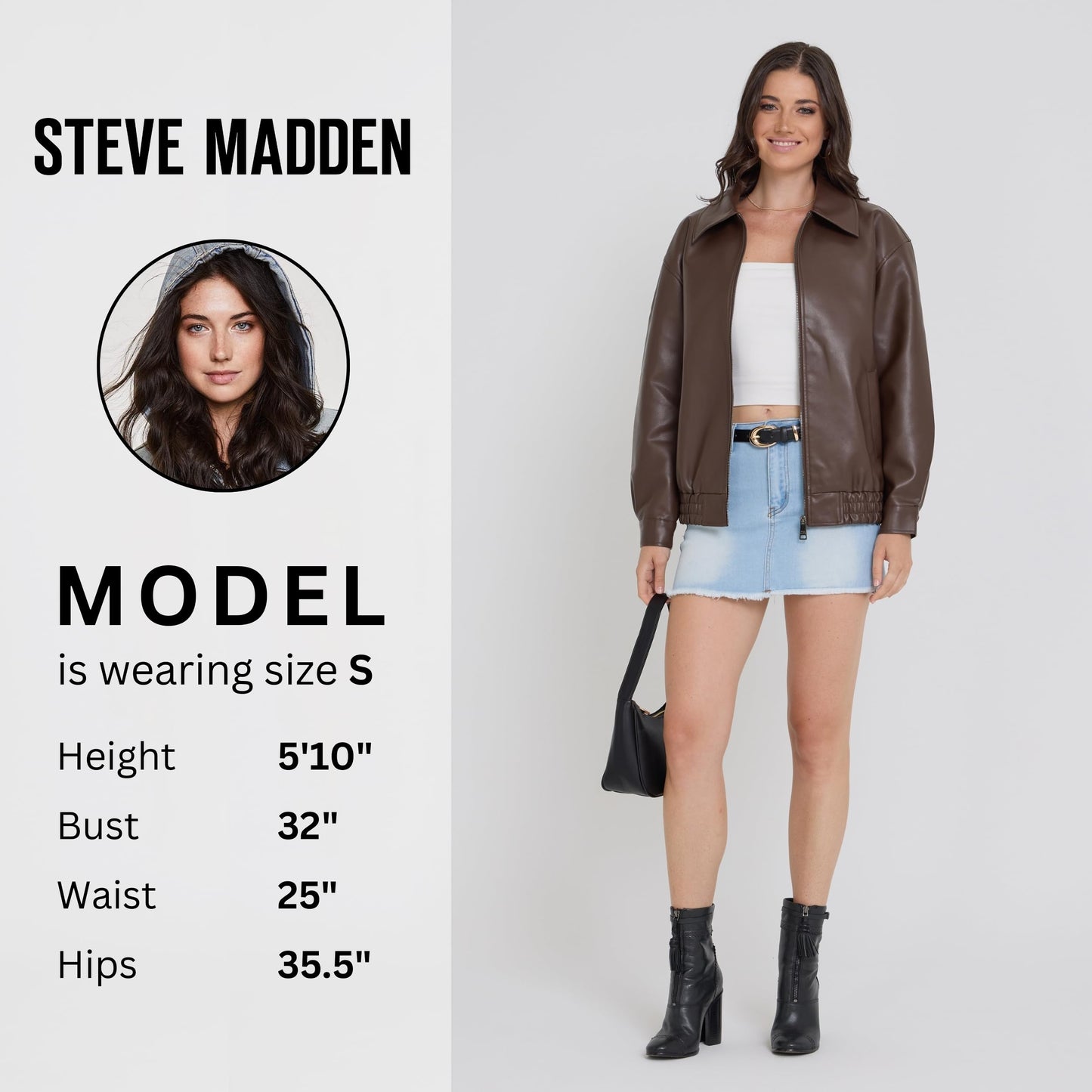 Steve Madden Leather Jacket Women – Faux Leather Oversized Bomber Jacket Women, Plus Size Motorcycle Jackets