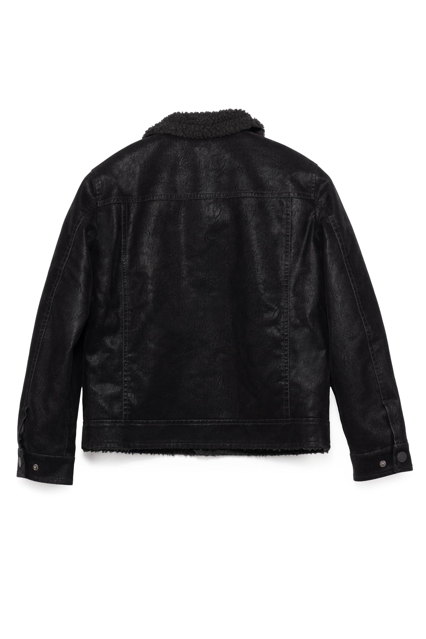 X RAY Teen Faux Leather Jacket Fall & Winter, Kids Outerwear Coat, Faux Suede Ranger Jacket W/Faux Shearling Lining, Black, Medium