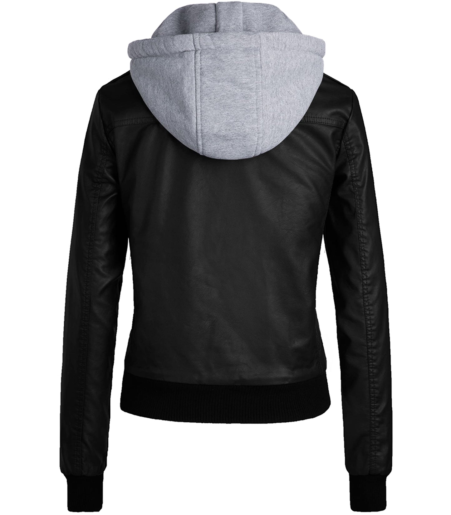 wantdo Women's Zipped Moto Faux Leather Jacket Casual Short Coat Outwear Black L