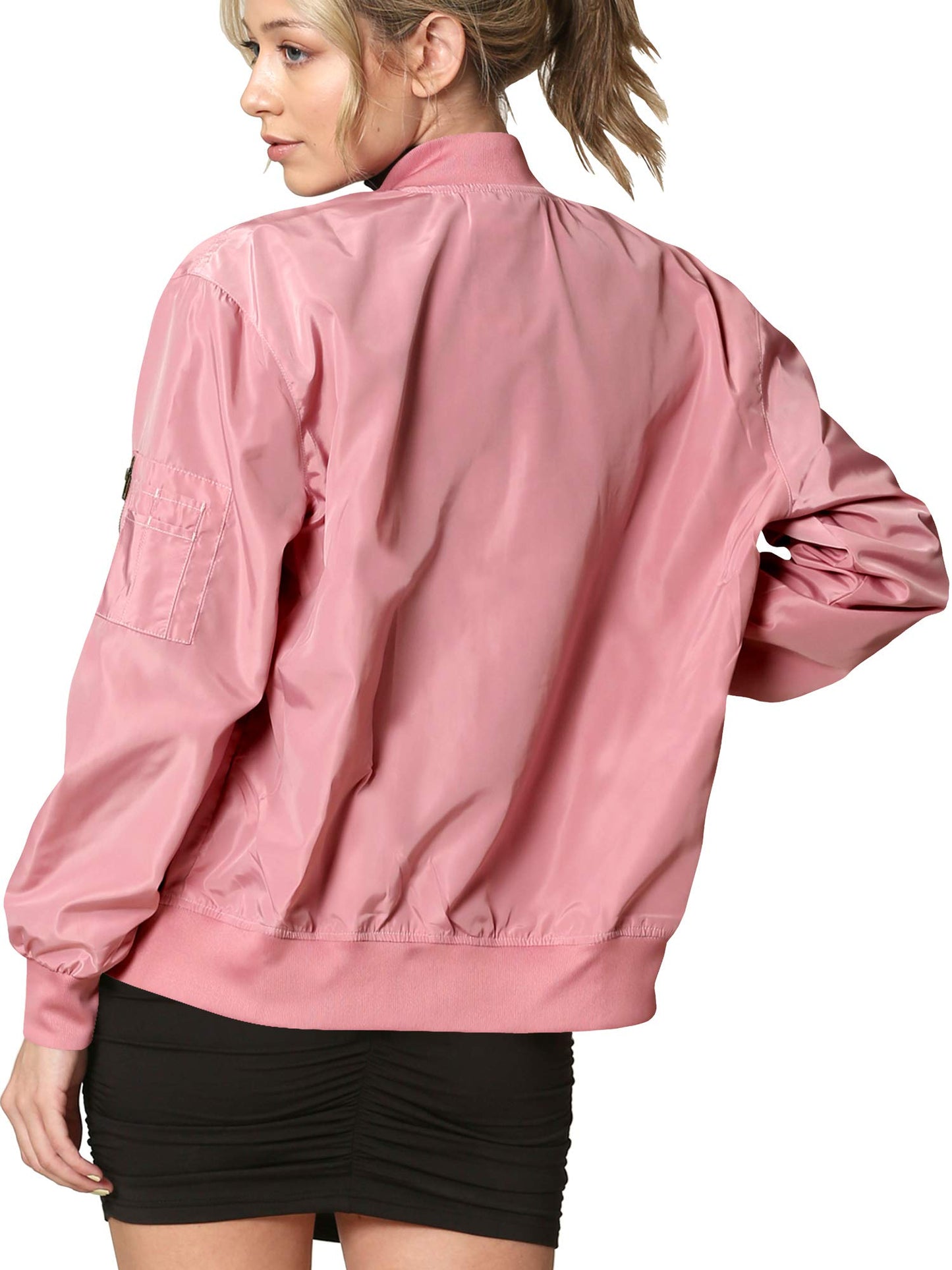 LL WJC2157 Women's Classic Lightweight Jacket Multi Pocket Windbreaker Bomber Jacket S Mauve