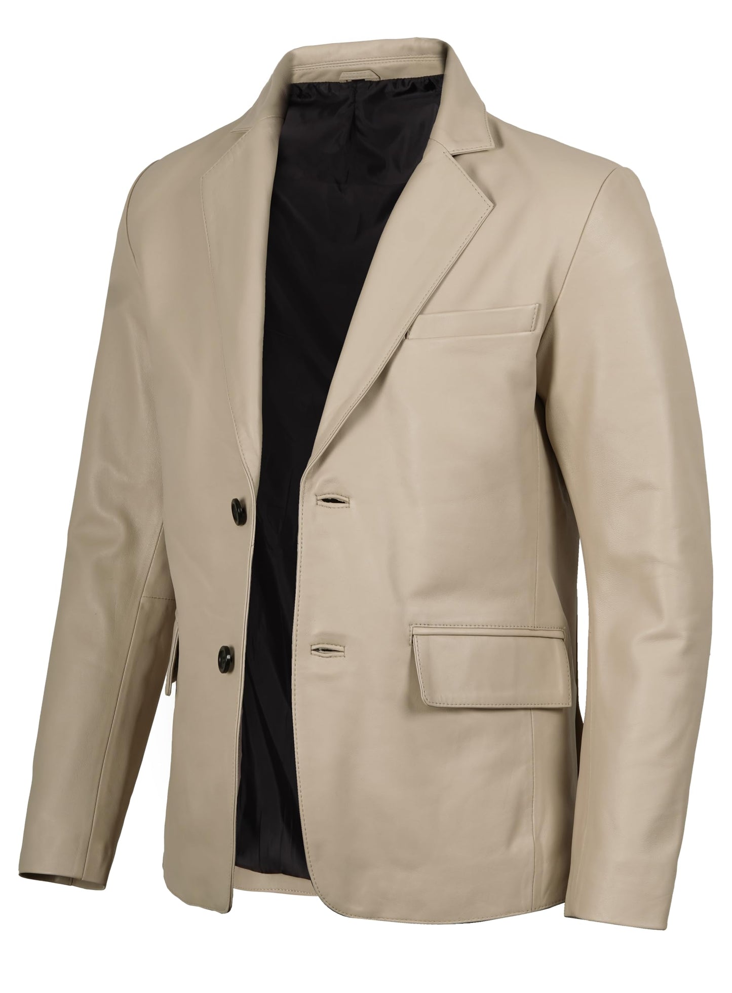 fjackets Lambskin Leather Jacket Classic Style Leather Blazer Mens - Leather Coat For Men, 2 Button Blazer Beige| [1123783], M