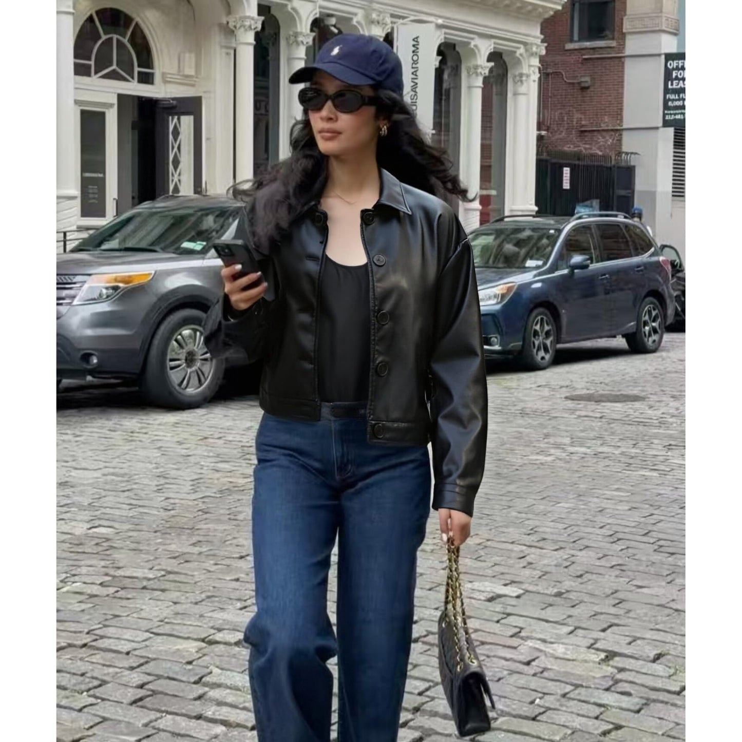 Muzly Womens Cropped Faux Leather Jacket Button Down Lightweight Bomber Motorcycle Jackets fall Fashion Coats 2025 Winter Outfits (Black,M)