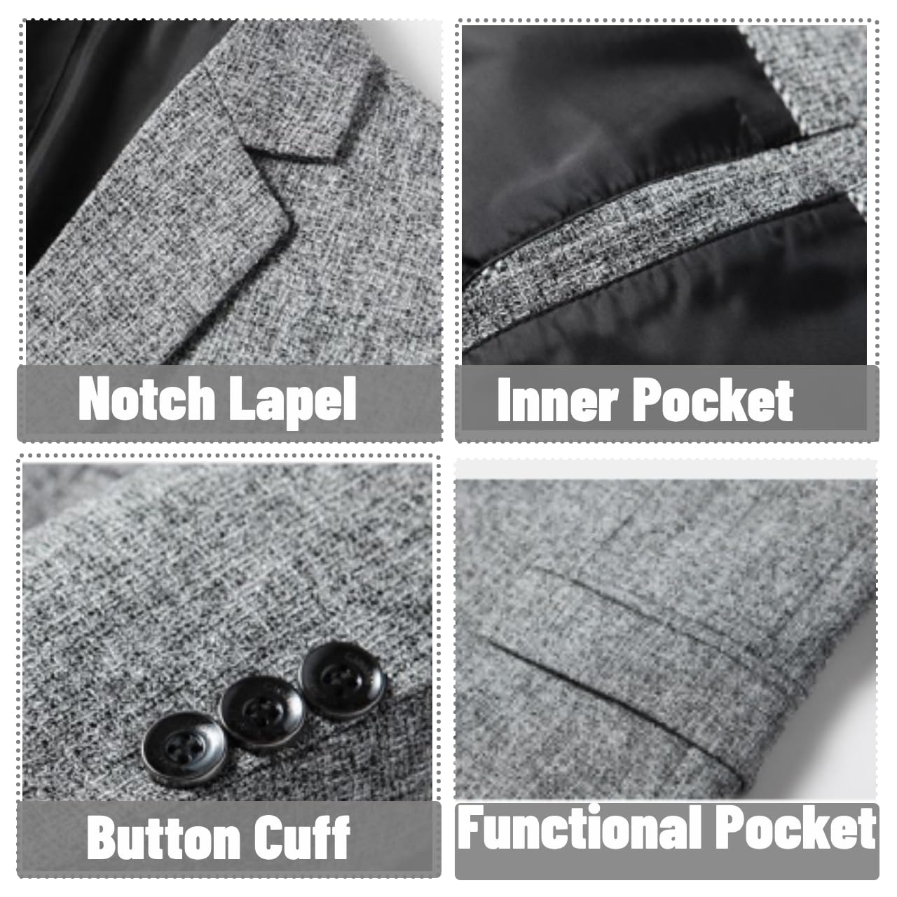 Men's Blazer Casual Suit Jacket Slim Fit Sport Coat 2 Button Lightweight Busniess Travel Jakcets Grey