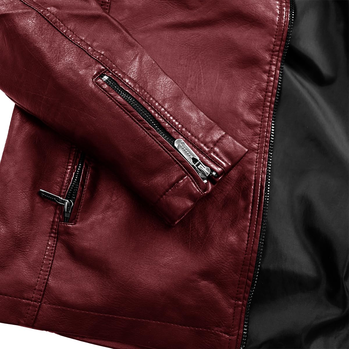 YXYSZZ Men's Motorcycle Jacket Faux Leather Zipper Coat Cycling Windproof(L,Z2906rd)