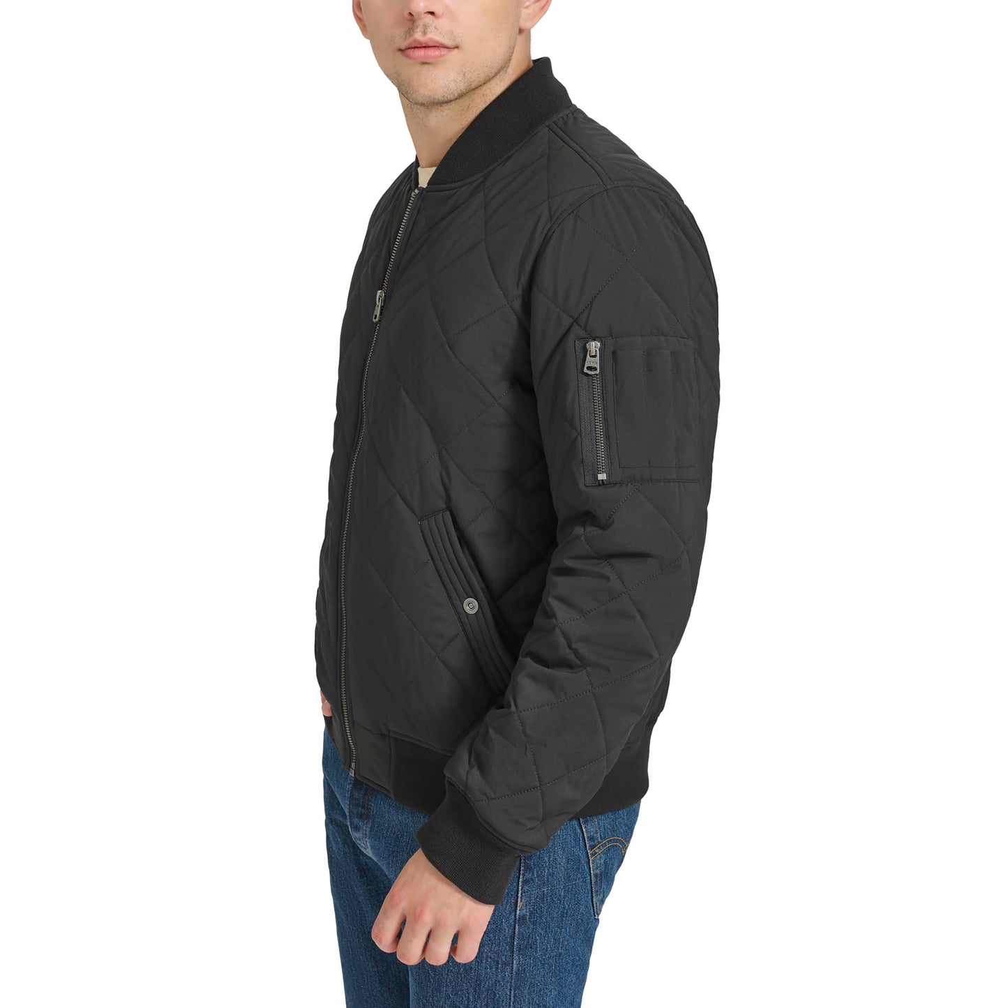 Levi's Men's Diamond Quilted Bomber Jacket, Black, Large Tall