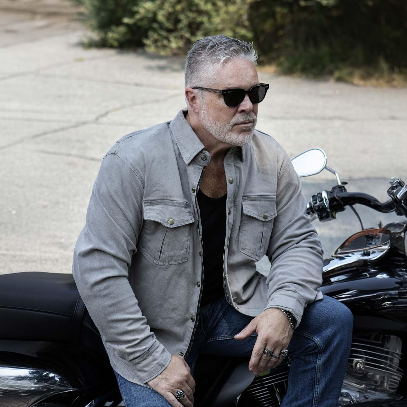 Milwaukee Leather MPM1621 Men's Grey CE Armored Long Sleeve Motorcycle Riders Shirt w/Reinforced w/Aramid Fibers - Large
