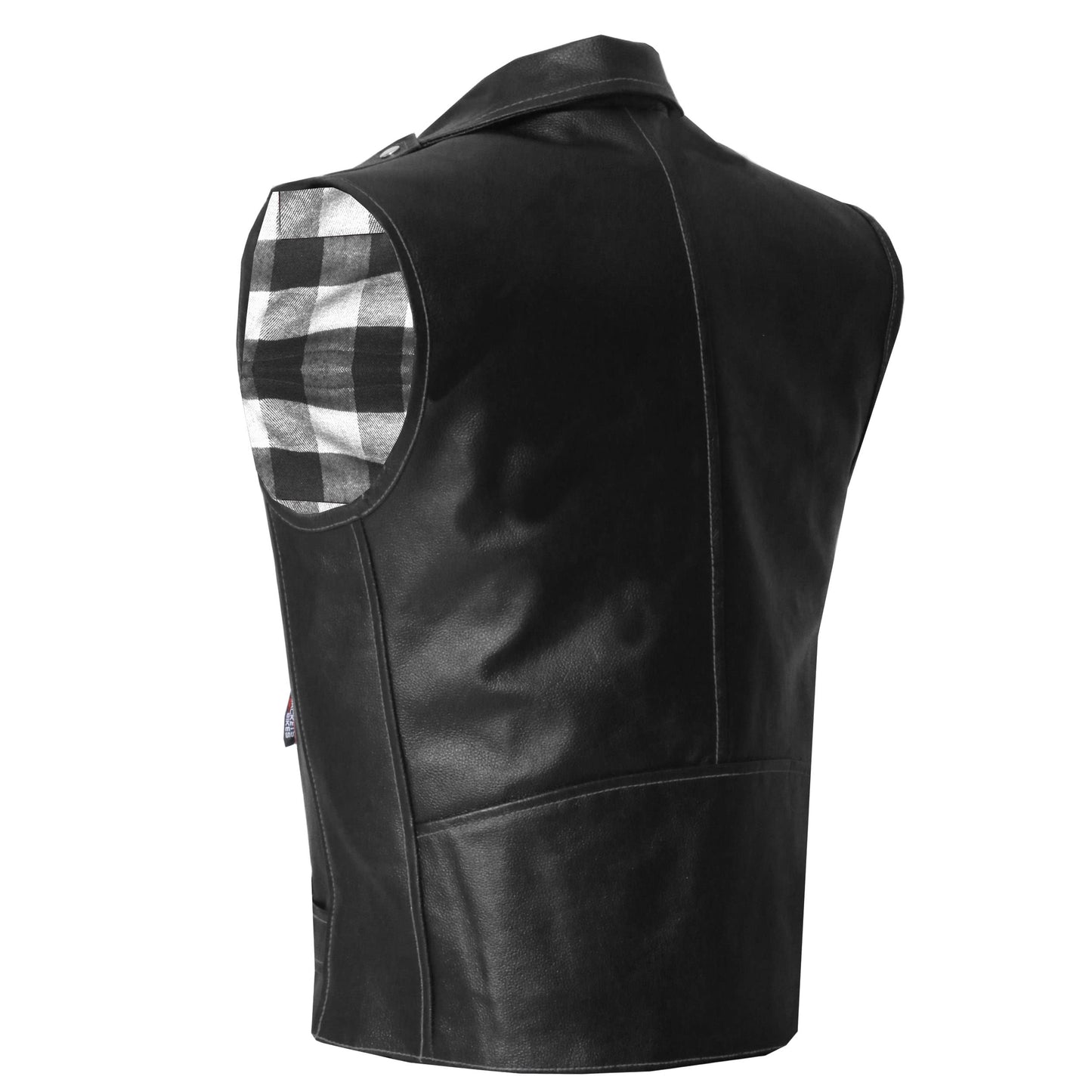 Jackets 4 Bikes Men's Classic Buffalo Leather Motorcycle Biker Vest | Vintage Cruiser Vest for Men, | Stylish Street Club Riding Flannel White L