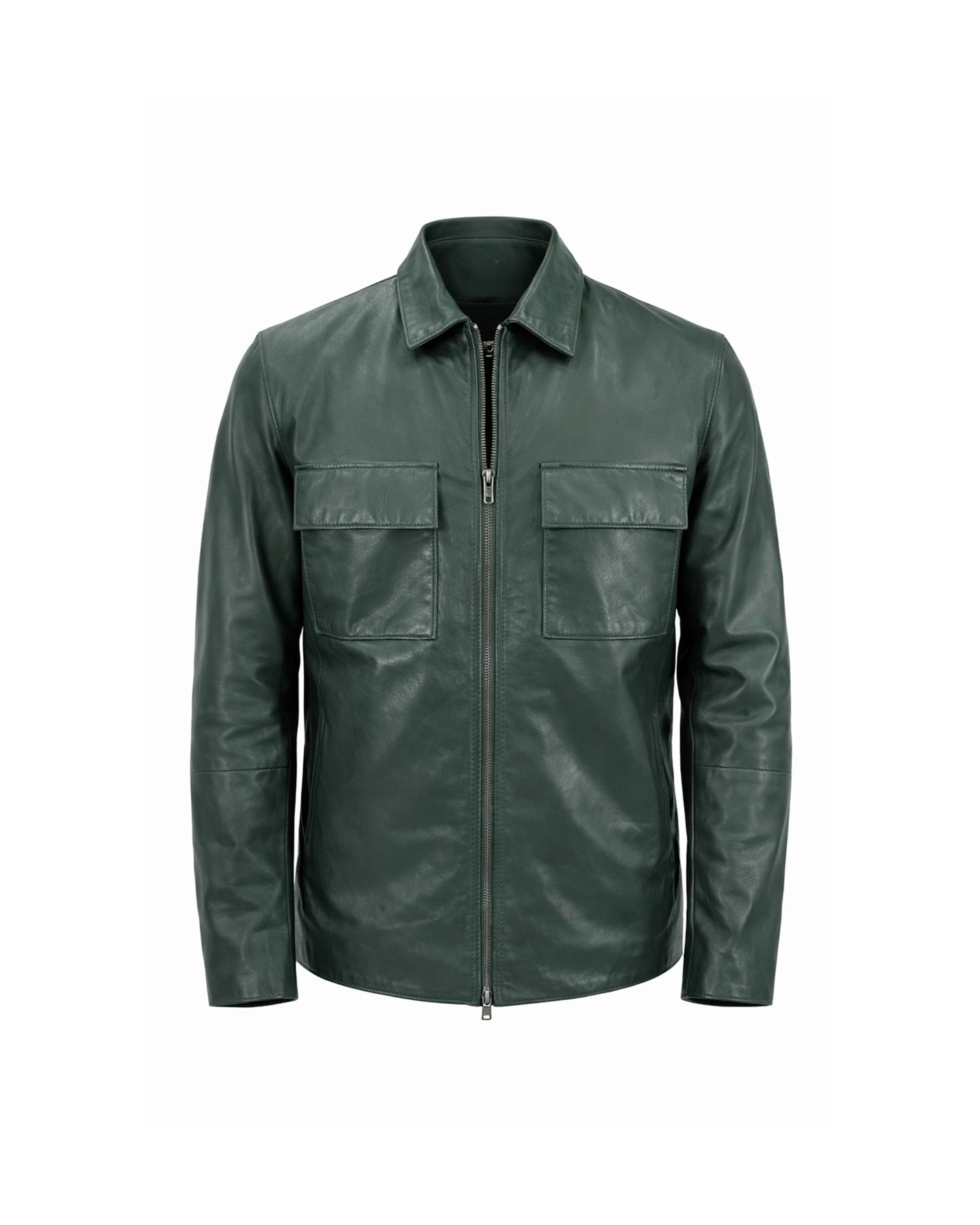 Rauly Trucker Leather Jacket Men Real Lambskin Button Front Shirt Collar Mens Leather Jacket