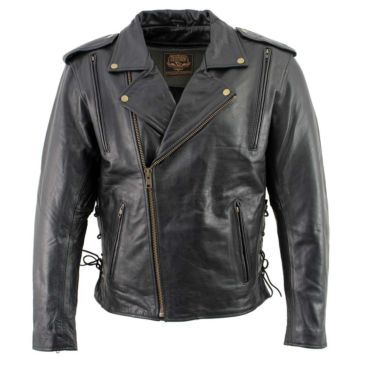 Milwaukee Leather LKM17004 Men's Classic Premium Black Vented Motorcycle Leather Biker Riders Jacket - X-Large