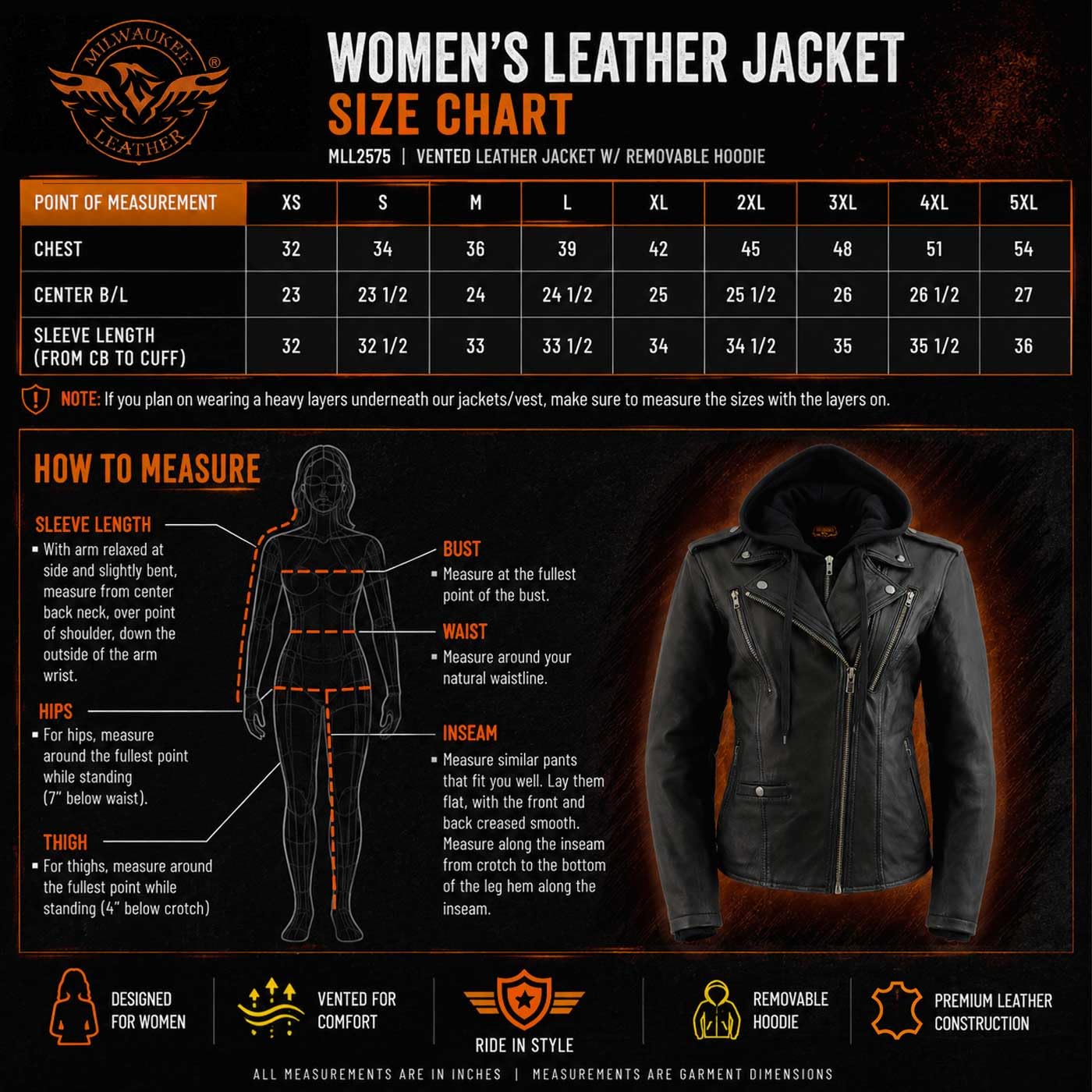 Milwaukee Leather Women's Galactica Black Hooded Leather Jacket, MLL2575 - Medium