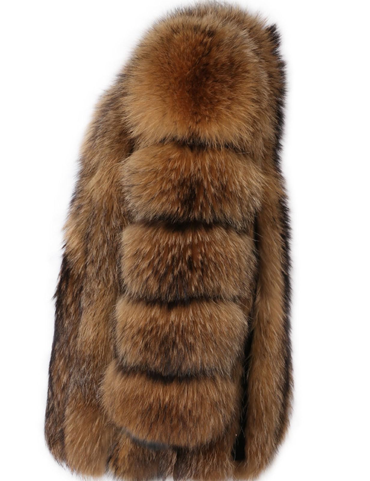 loveimgs Women Elegant Fuzzy Long Faux Fur Coat Puffer Jacket Collarless Parka Winter Zip Up Teddy Coat Overcoat (Small, Raccoon)