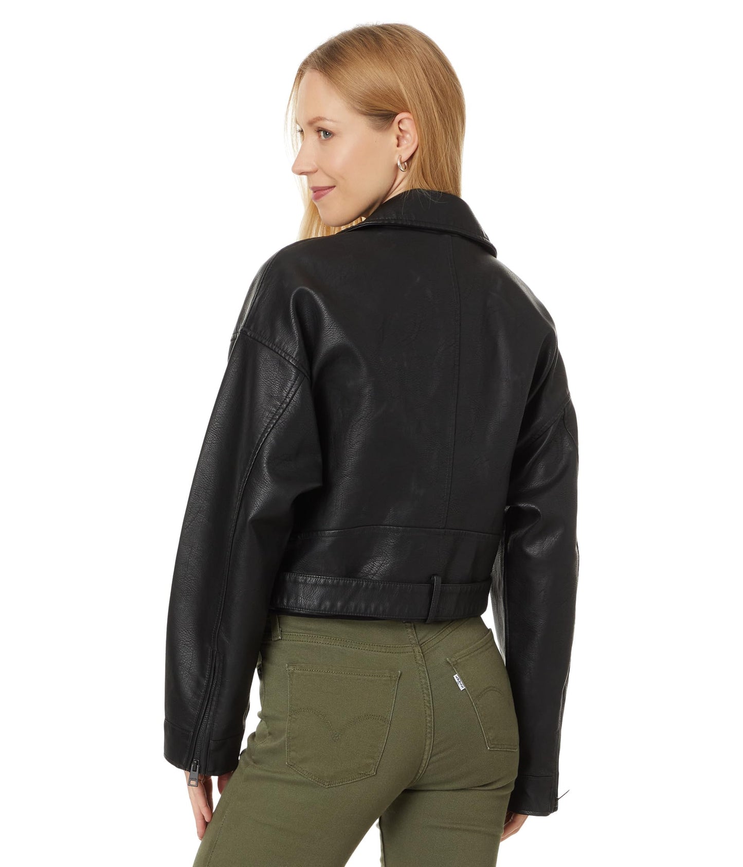 Levi's Women's Faux Leather Cropped Moto Jacket, Black, X-Large