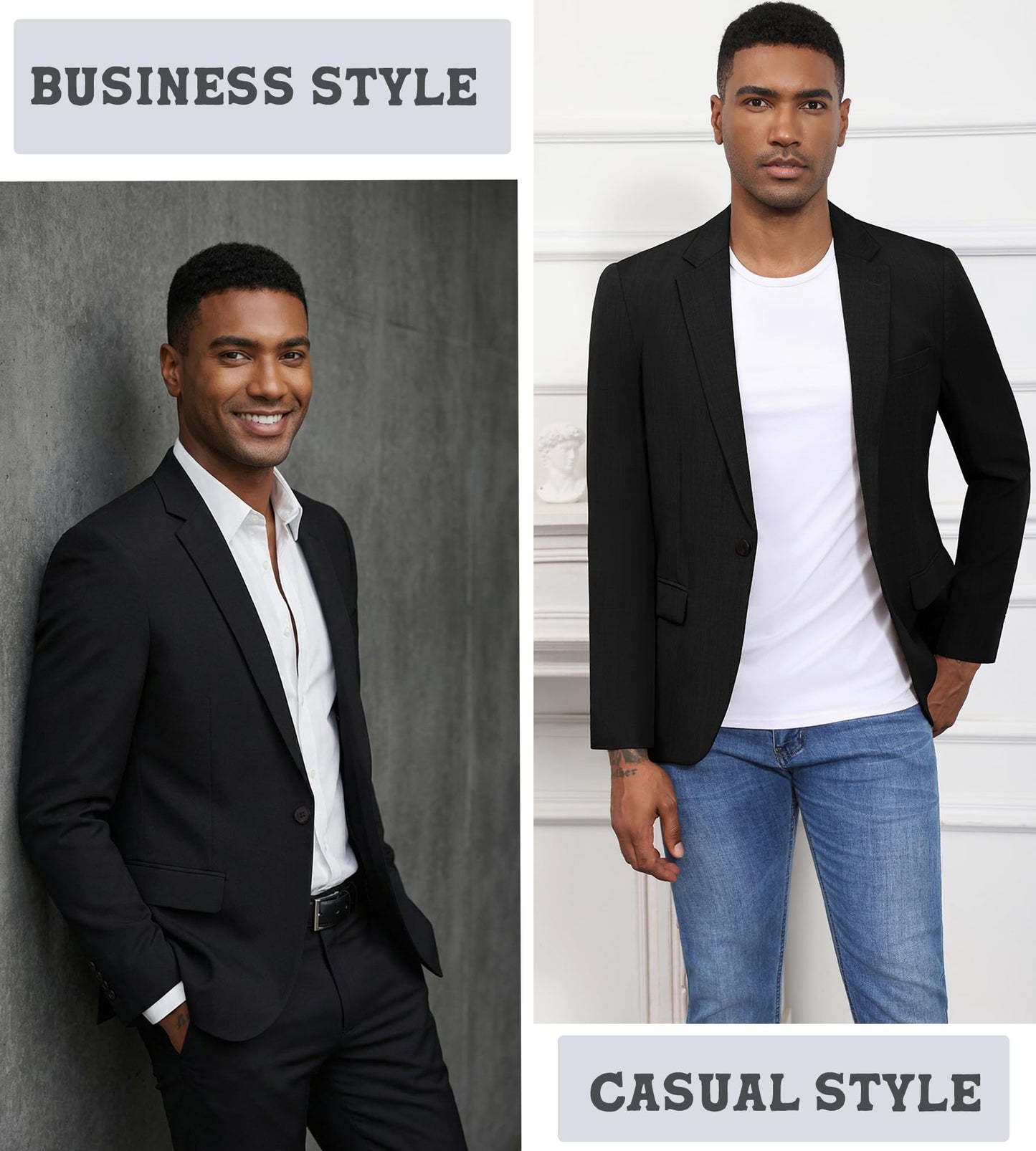 Men's Causal Blazer Suit Jacket Lightweight Spoart Coats for Men One Button Mens Business Blazer Jackets Black