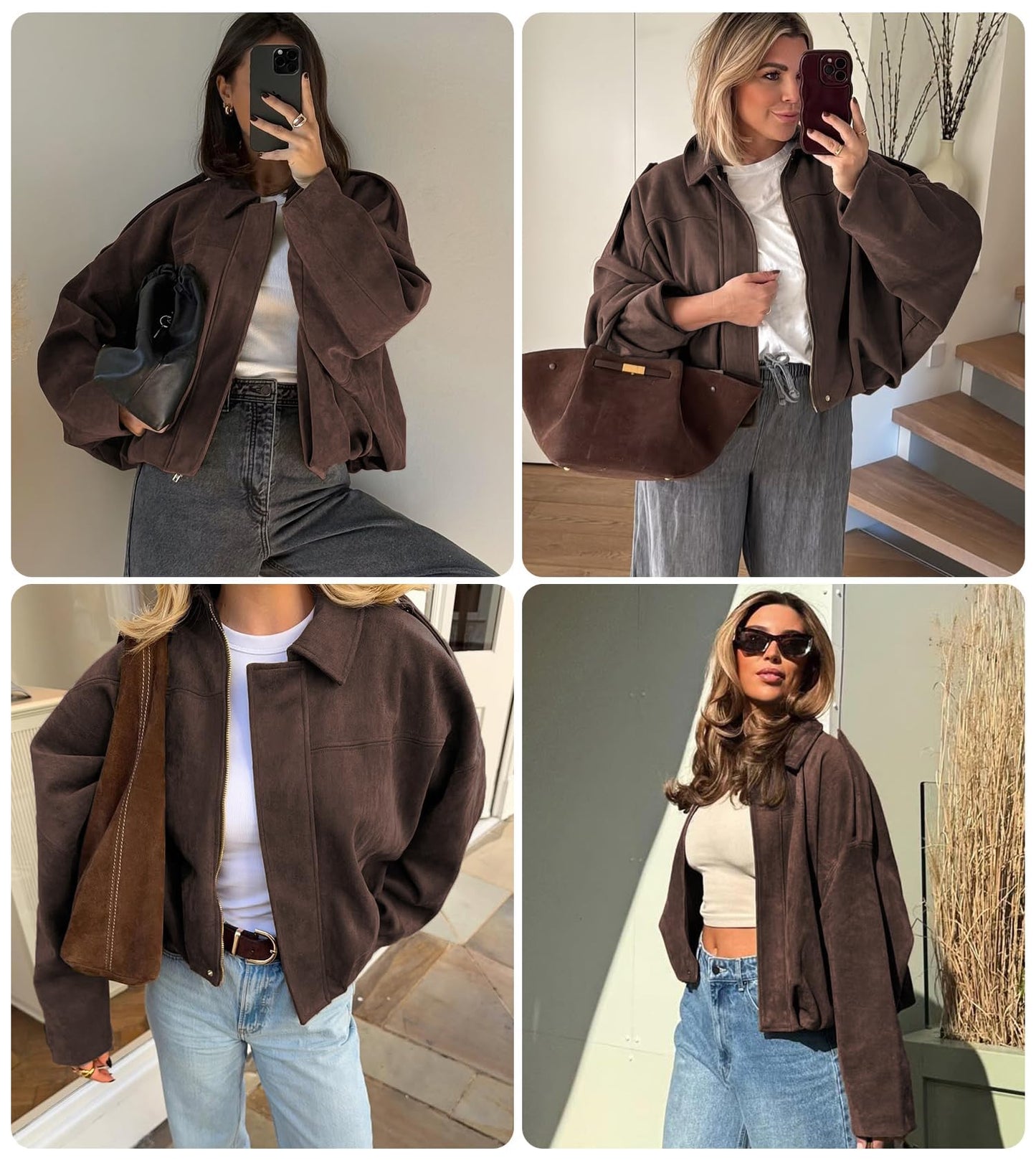 kipfall Womens Faux Suede Jackets Fall Fashion Outfits Coat Winter Clothes Open Front Cropped Jacket