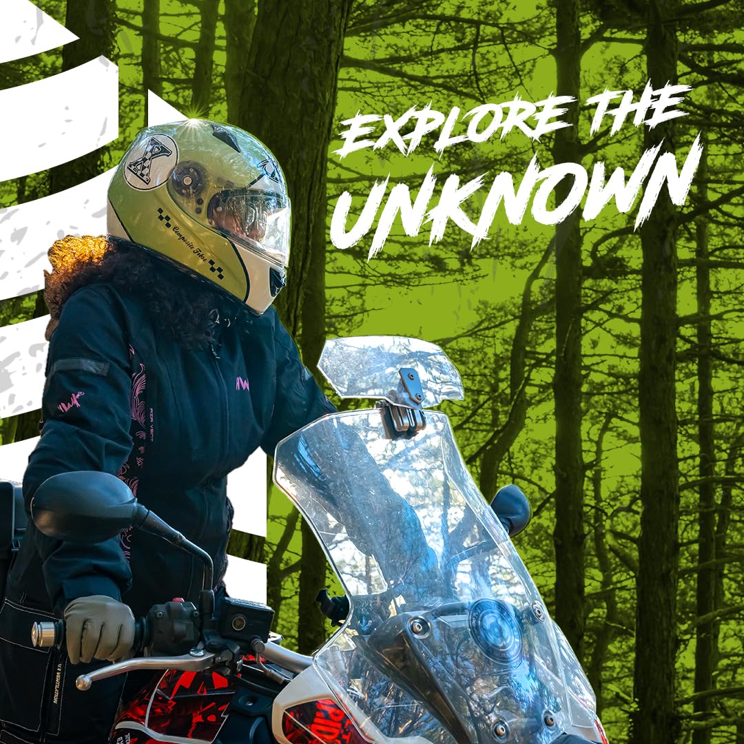 HWK Adventure/Touring Motorcycle Jacket for Women, Women's Motorcycle Jacket with CE Armor for Enduro Motorbike Riding, Water Resistant Textile Biker Jacket for Women - Black & White, Large