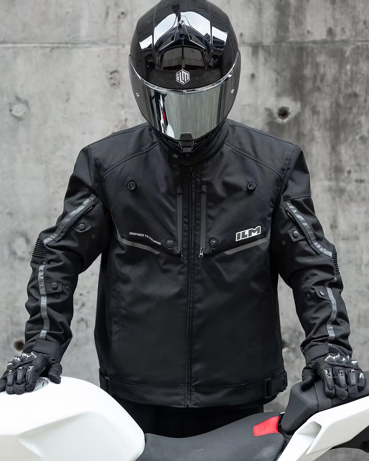 ILM Motorcycle Riding Jacket with CE Armor and Detachable Waterproof Thermal Liner Dual Sport All Season for Men Model JF2