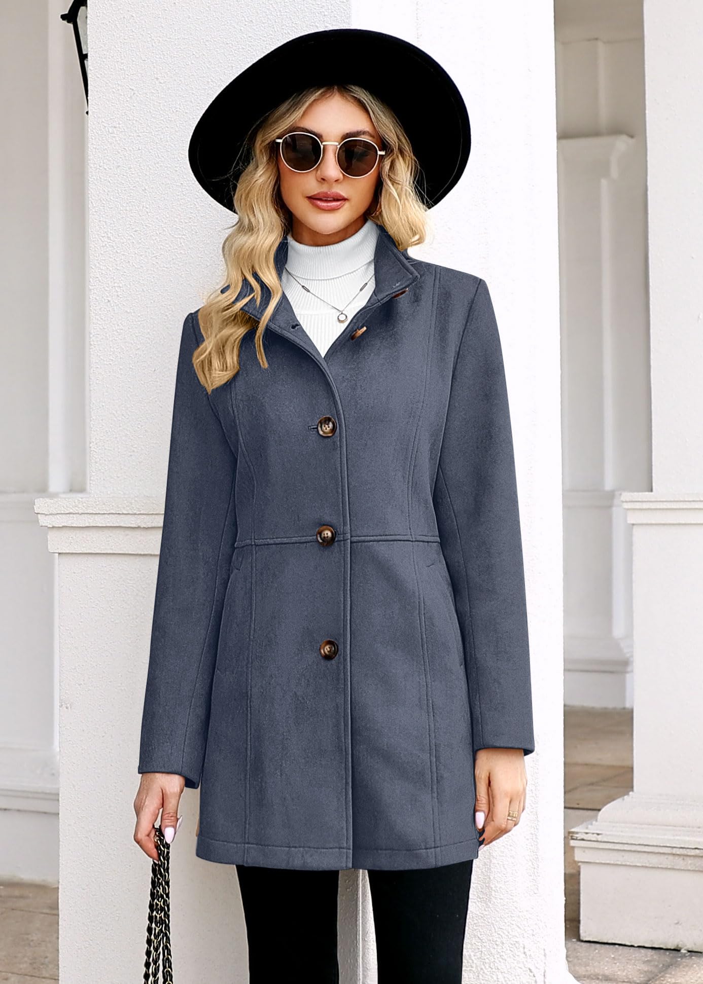 Women's Single Breasted Suede Leather Jacket Coat 2025 Fashion Winter Stand Collar Trench Coats